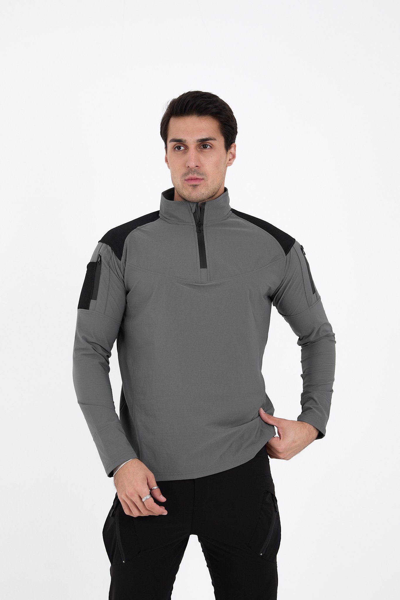 Camp137 Outdoor Sporlikra Erkek Taktik Sweatshirt - GRİ