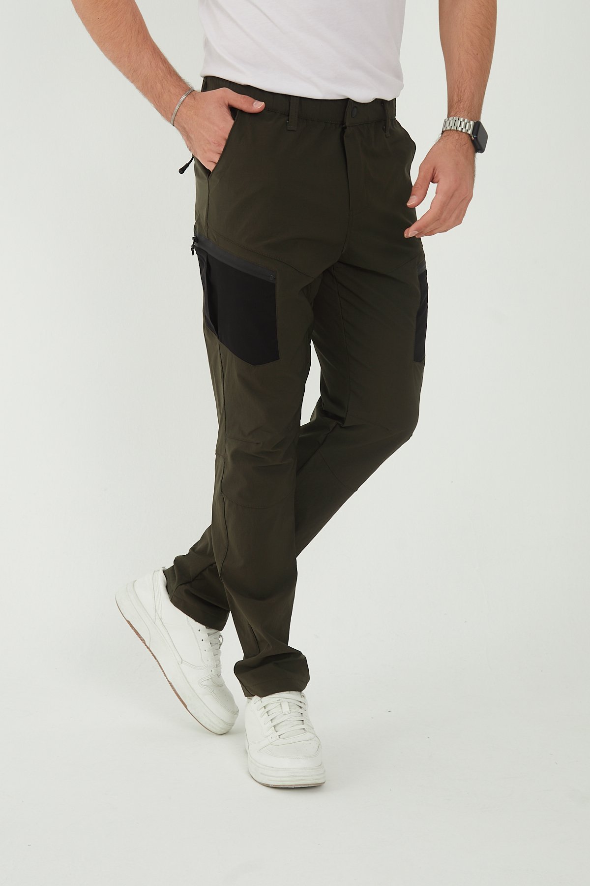 Camp530 Outdoor Tactical Su iticili Likralı Yazlık Erkek Taktik Pantolon - Haki-Siyah