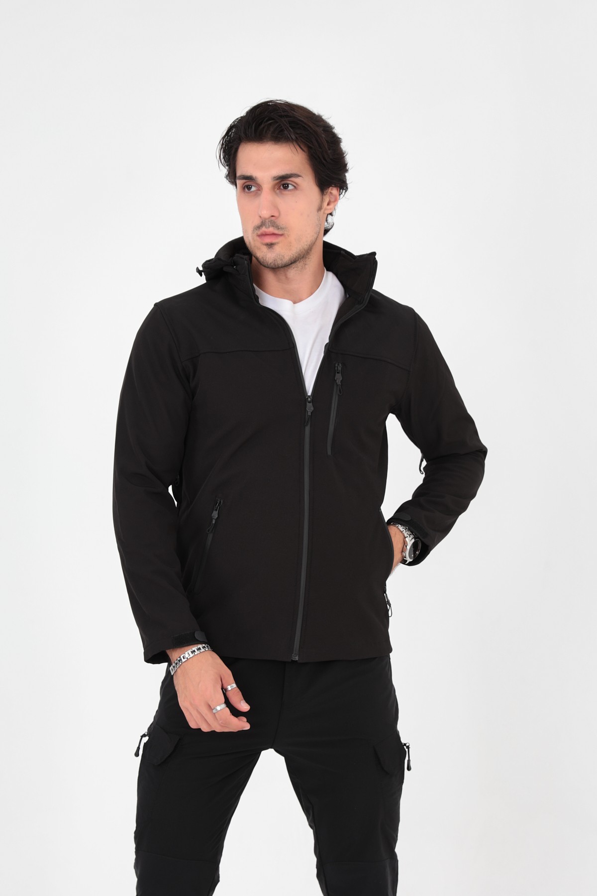 Camp457 Outdoor Tactical Softshell Su & Rüzgara Dayanıklı Seyyar Kapüşonlu Erkek Taktik Mont