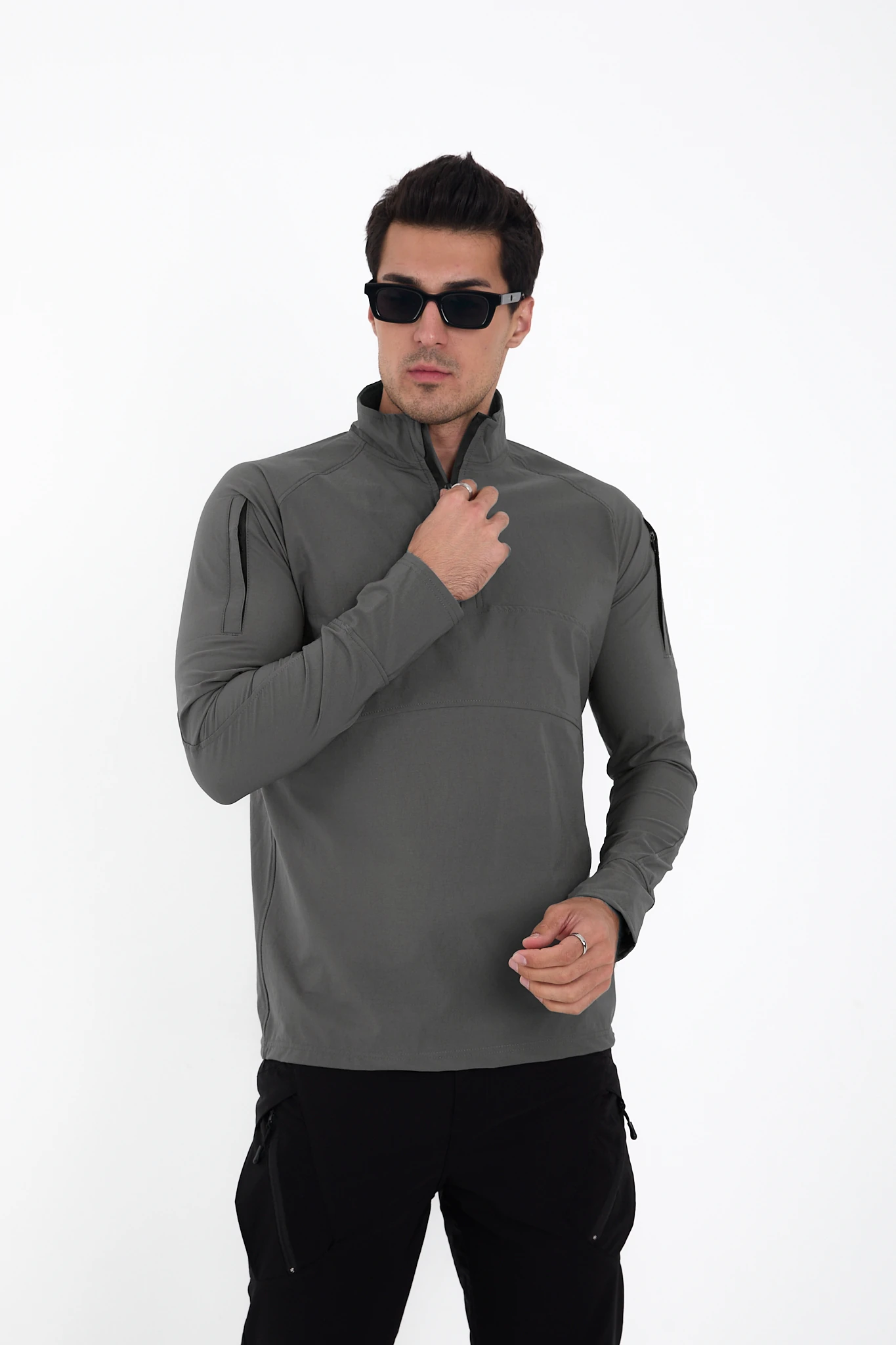 Camp136 Outdoor Tactical Su iticili Erkek Taktik Sweatshirt - GRİ