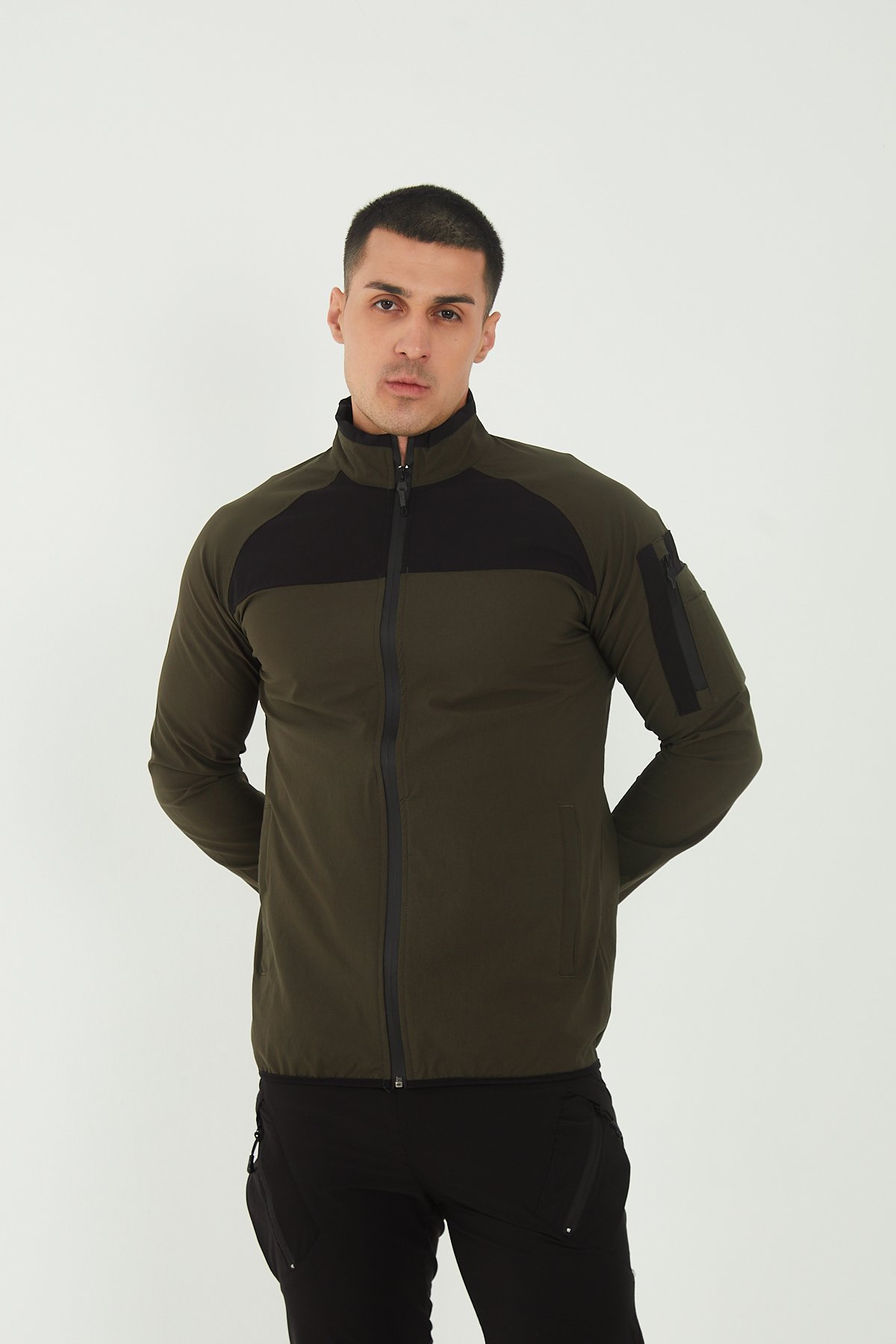Camp260 / TK35 Outdoor Tactical Su iticili Erkek Fermuarlı Taktik Sweatshirt - Haki-Siyah