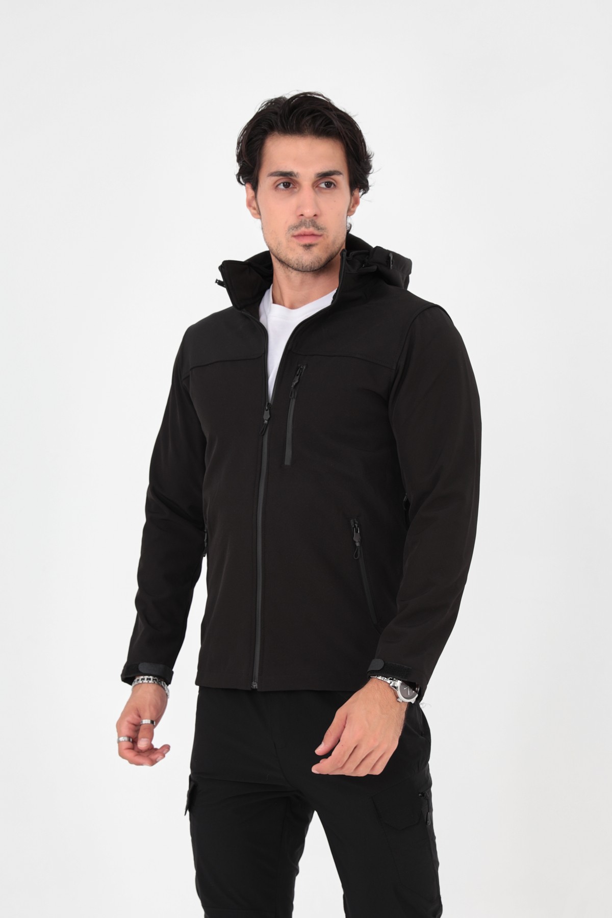 Camp457 Outdoor Tactical Softshell Su & Rüzgara Dayanıklı Seyyar Kapüşonlu Erkek Taktik Mont