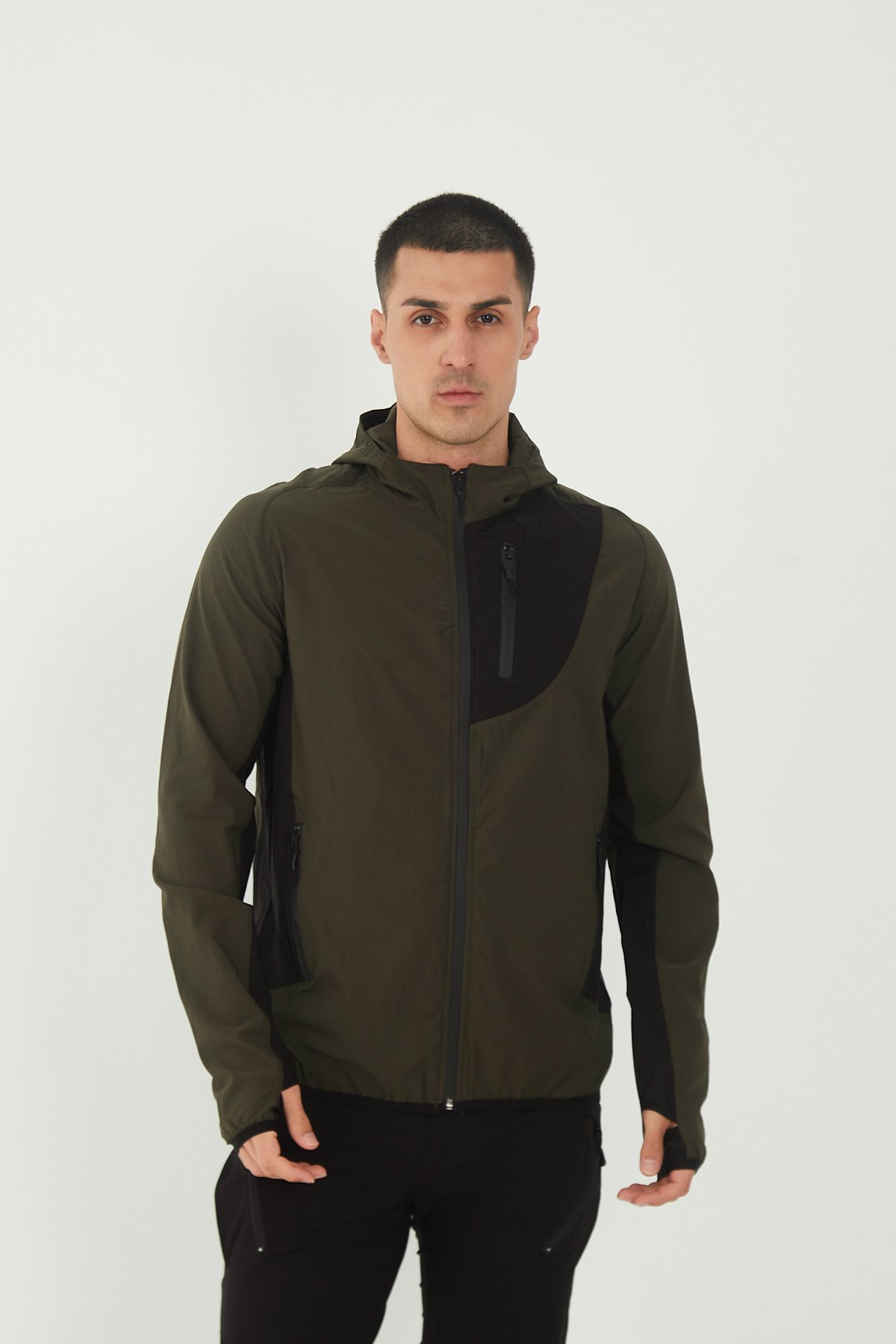 Camp265 Outdoor Tactical Su iticili Erkek Fermuarlı Taktik Sweatshirt - Haki-Siyah