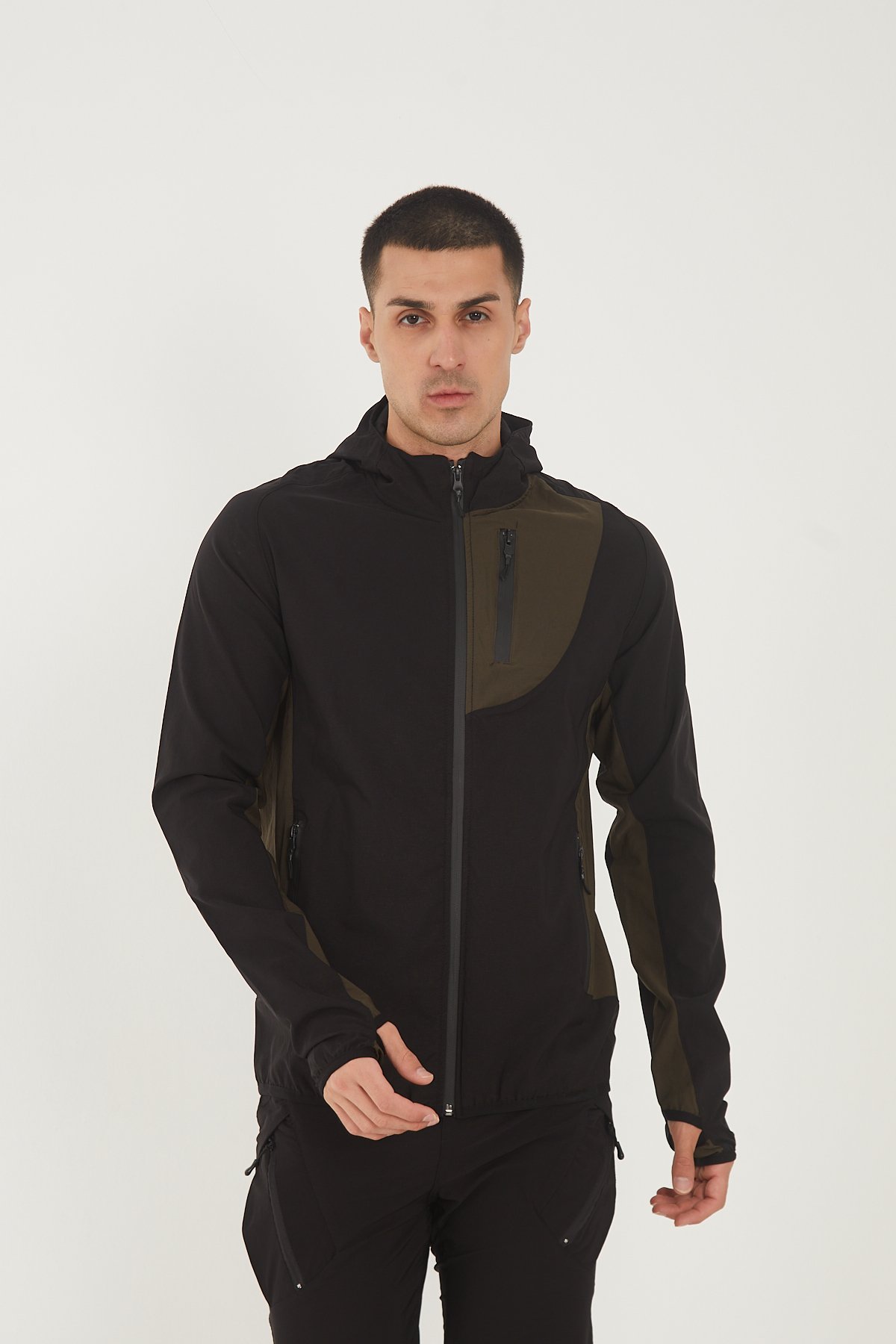 Camp265 Outdoor Tactical Su iticili Erkek Fermuarlı Taktik Sweatshirt - Siyah-Haki