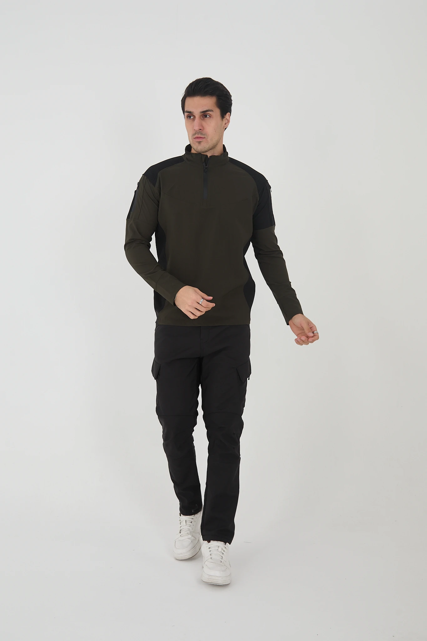 Camp138 Outdoor Tactical Su iticili Erkek Taktik Sweatshirt - Haki-Siyah