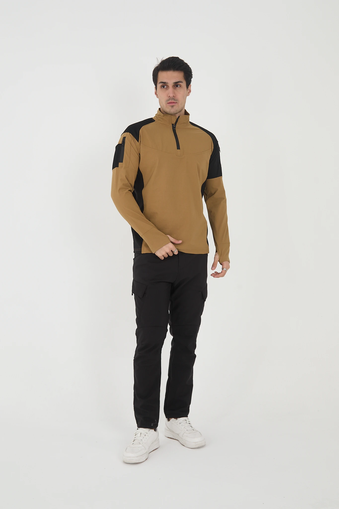 Camp138 Outdoor Tactical Su iticili Erkek Taktik Sweatshirt - Hardal-Siyah