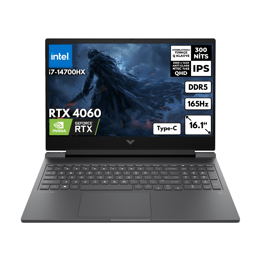 HP Victus 16-R1088NT i7-14700HX 48 -GBDDR5 512 GBSSD RTX4060 (8GB) 16.1" 2K 165Hz QHD Freedos Gaming Notebook B8SG7EAHMF20