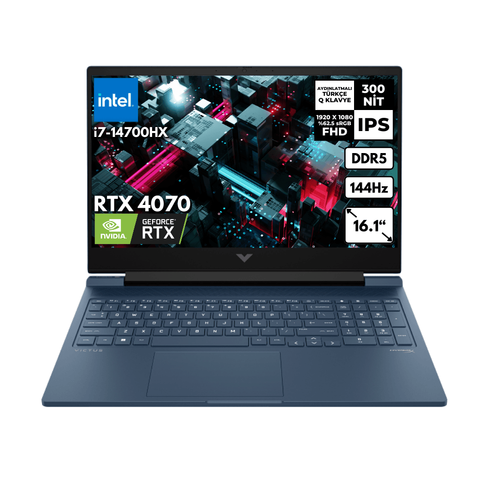 HP Victus 16-R1021NT i7-14700HX 32-GBDDR5 512 GBSSD RTX4070 (8GB) 16.1" FHD Windows 10 Home Gaming Notebook 9J223EAHMF98