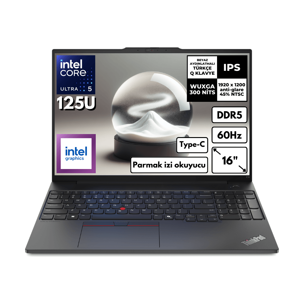 Lenovo ThinkPad E16 G2 Ultra 5-125U 32-GBDDR5 1 TBSSD Intel Graphics 16" WUXGA Freedos Notebook 21MA003MTXHMF3