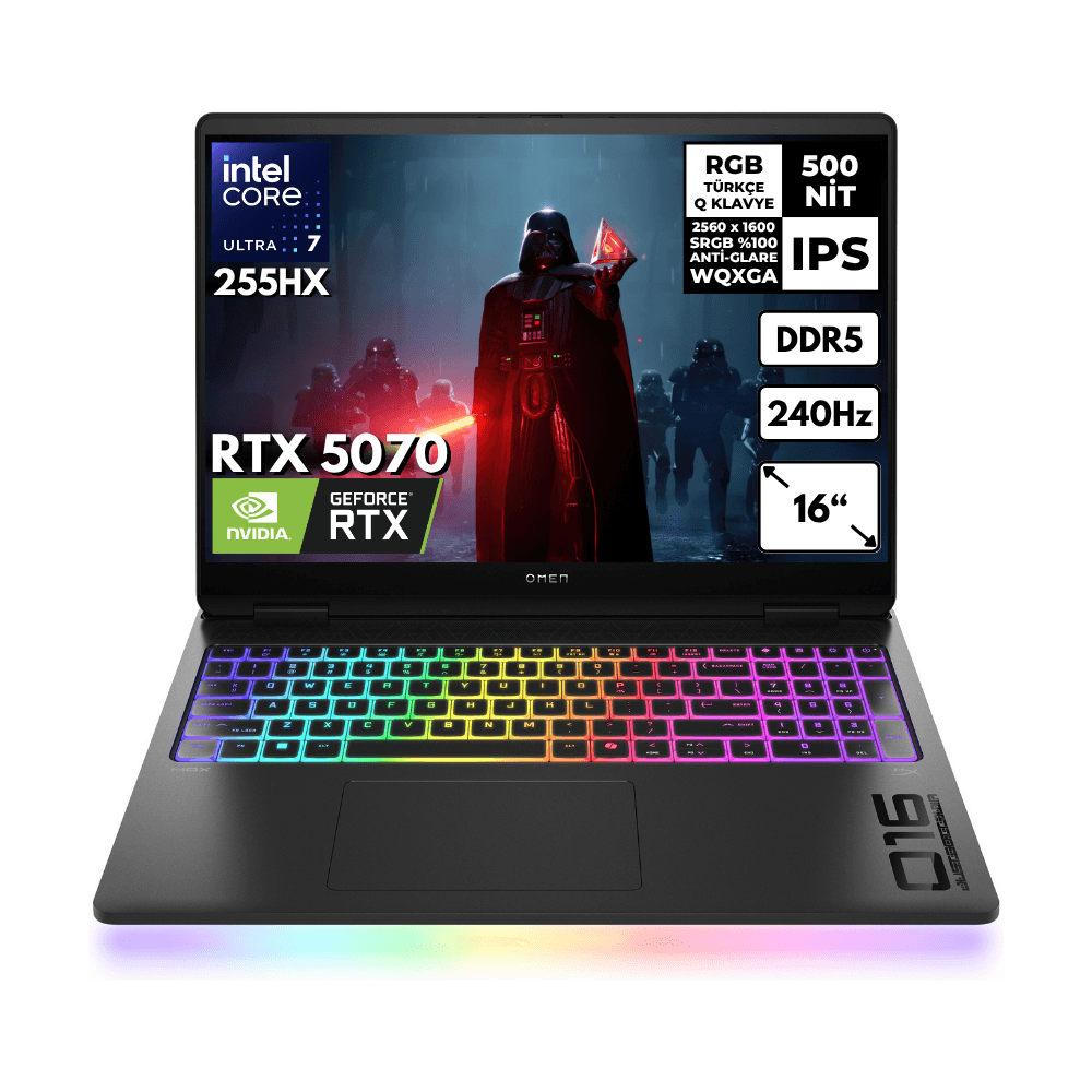 HP Omen Max 16-AH0021NT Ultra 7-255HX 16-GBDDR5 4 TBSSD RTX5070 (8GB-GDDR7) 16" 240Hz 2K WQXGA Windows 10 Home Gaming Notebook B92QXEAHMF91