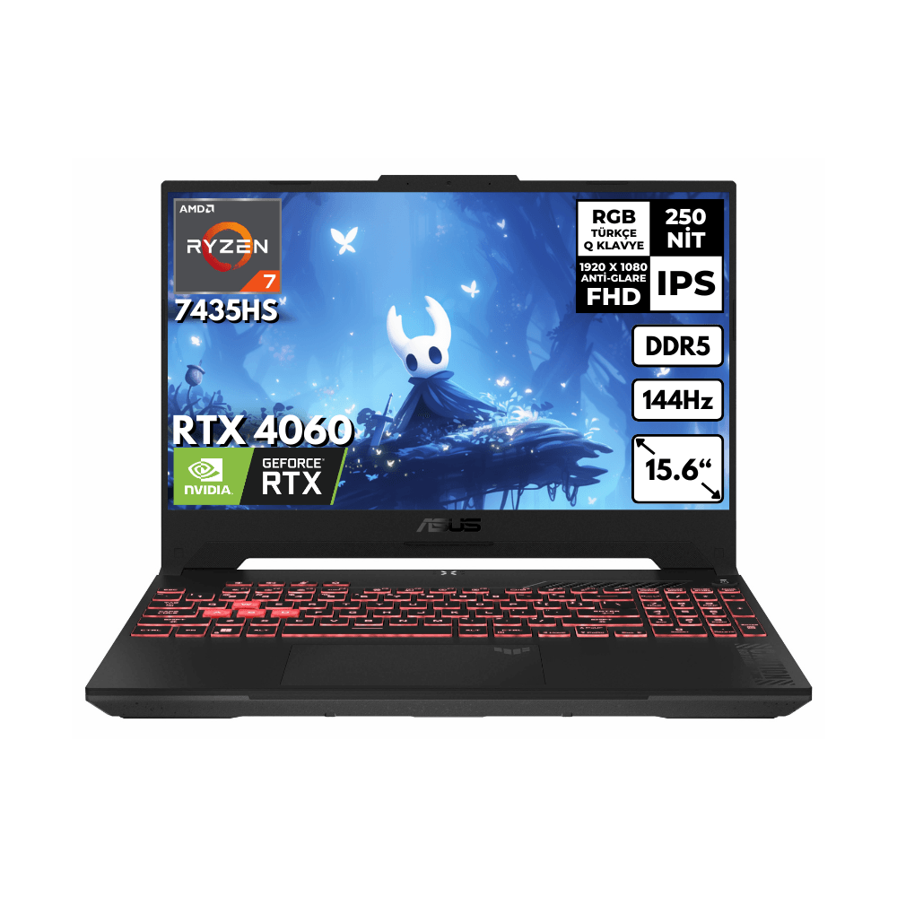 Asus TUF Gaming A15 Ryzen-7 7435HS 16-GBDDR5 1 TBSSD RTX4060 (8GB-115W) 15.6" FHD Windows 11 Pro Oyuncu Notebook FA507NVR-LP147HMF22