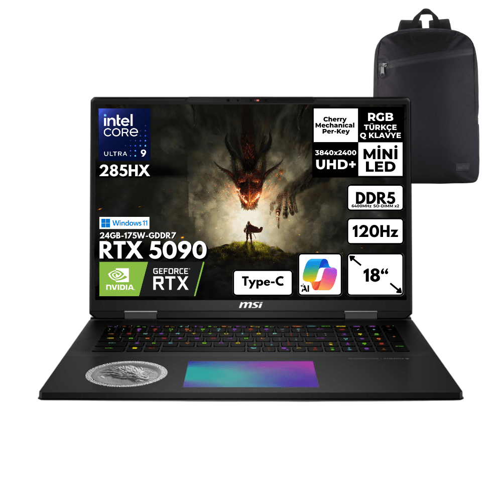 MSI Titan 18 HX Dragon Edition Norse Myth Ultra 9 285HX 96GB RAM 6TB SSD RTX5090 18" Gaming Laptop A2XWJG-272TRHMF