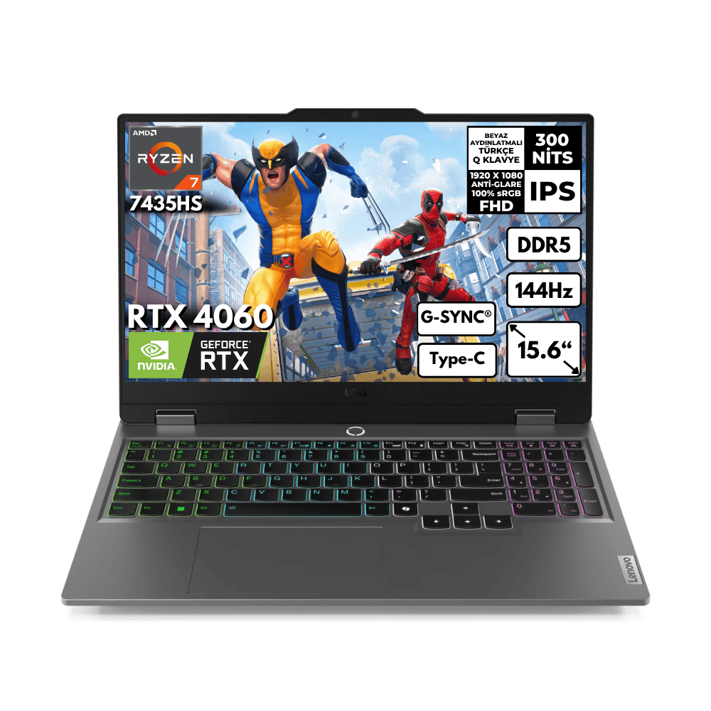 Lenovo LOQ AMD Ryzen 7-7435HS 32-GBDDR5 4 TBSSD RTX4060 (8GB-105W) 15.6" 144Hz FHD Windows 10 Home 83JC00FKTRHMF72