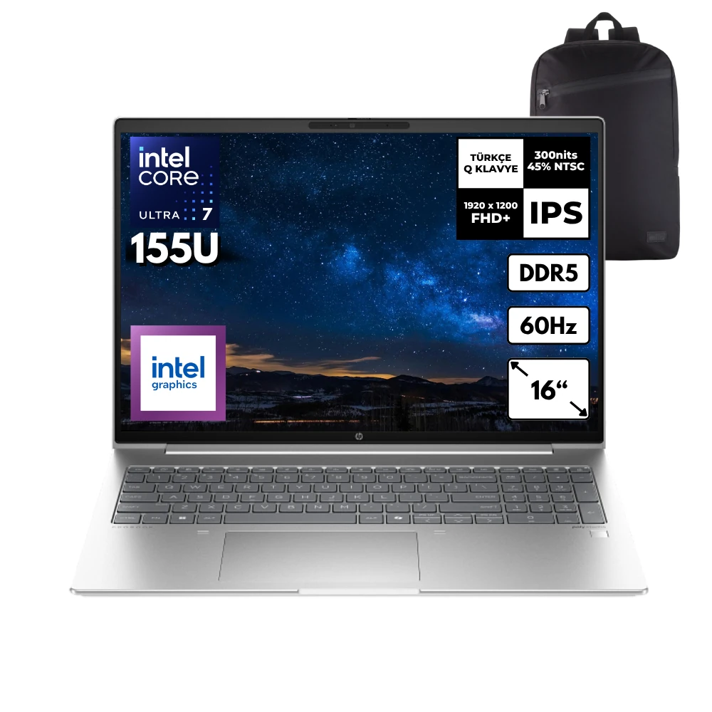 HP Probook 460 G11 Ultra 7-155U 16-GBDDR5 512 GB Intel Graphics 16" WUXGA Windows 10 Pro + HMF Sırt Çantası A23BCEAHMF76