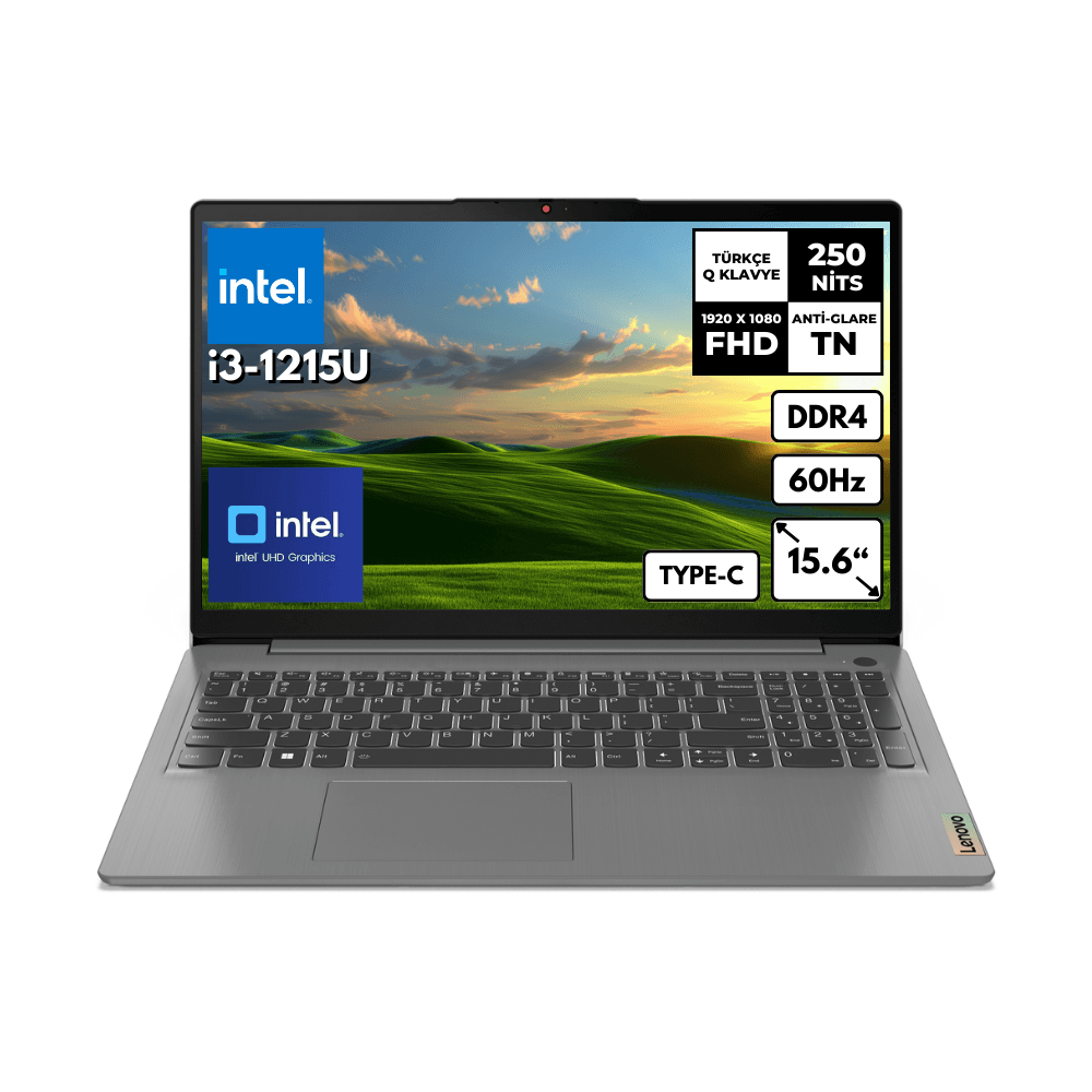 Lenovo IdeaPad 3 i3-1215U 8 GB 256 GBSSD Intel UHD Graphics 15.6" FHD Windows 11 Pro Notebook 82RK018GTXHMF22