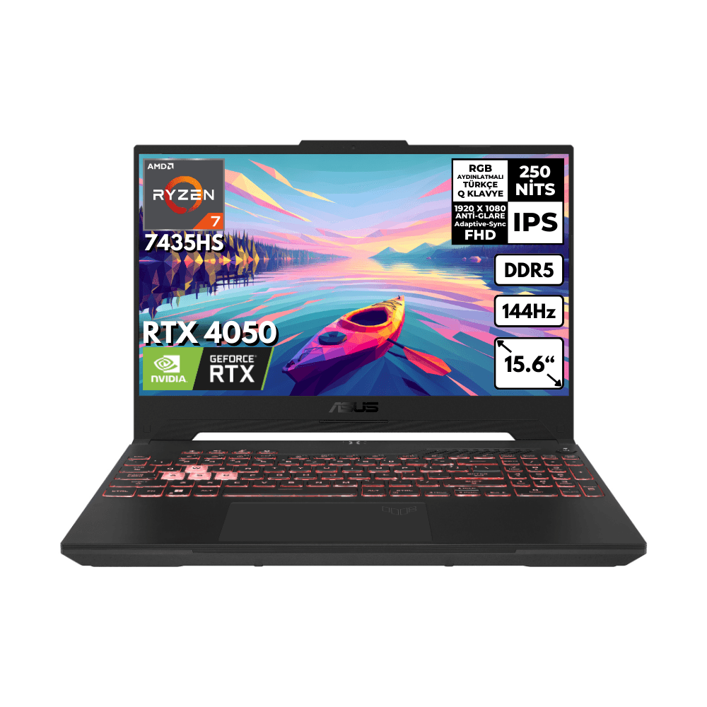 Asus Tuf A15 Ryzen 7-7435HS 32-GBDDR5 4 TBSSD RTX4050 (6GB-140W) 144 Hz Freedos 15.6" FHD FA507NUR-LP035HMF13
