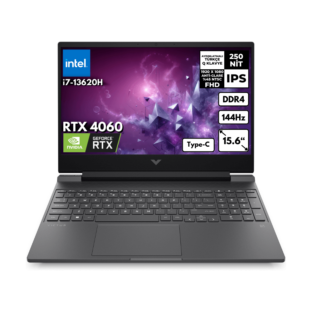 HP Victus 15-FA1085NT i7-13620H 16 GB 1 TBSSD RTX4060 (8GB) 144Hz 15.6" FHD Windows 11 Home Gaming Notebook B10FNEAHMF42