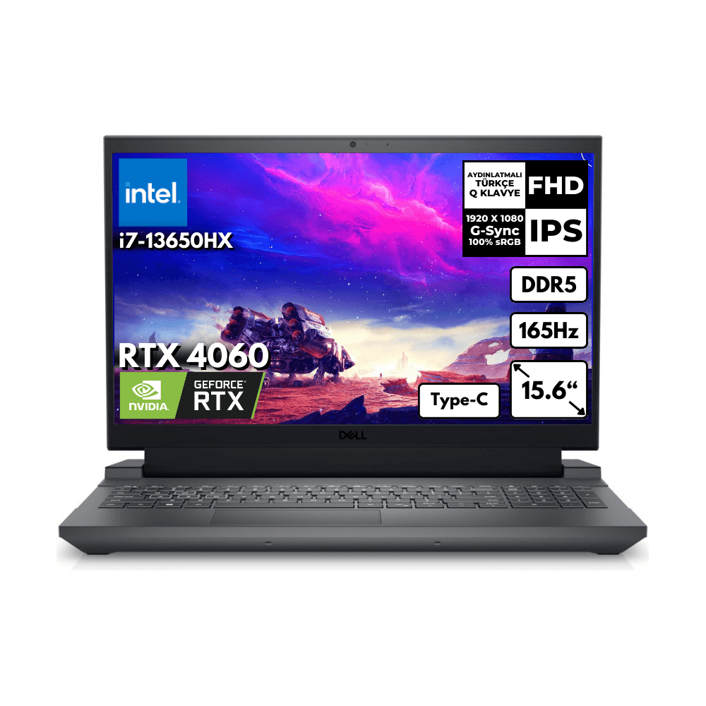 Dell G15 5530 i7-13650HX 32-GBDDR5 4 TBSSD RTX4060 (8GB-140W) 15.6" FHD 165Hz Freedos Gaming Laptop G155530014UHMF11