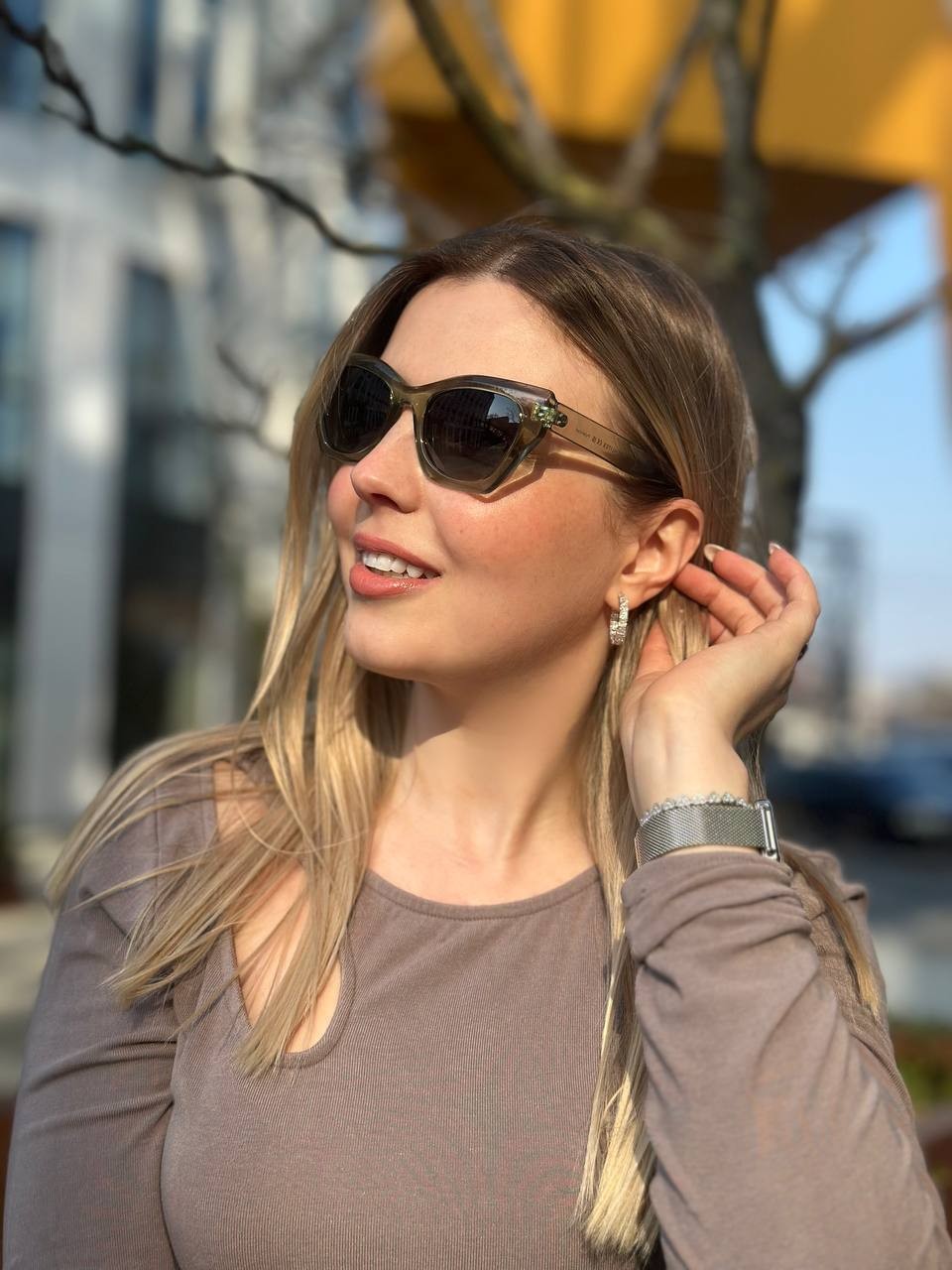 MIRJAM VERDE Kadın Yeşil Degrade Polarize Cateye Güneş Gözlüğü