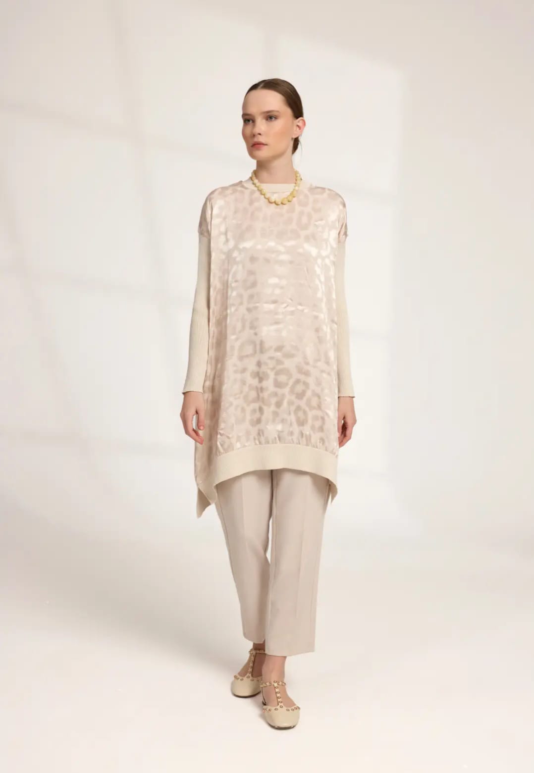 Jakarlı Tunik - bej