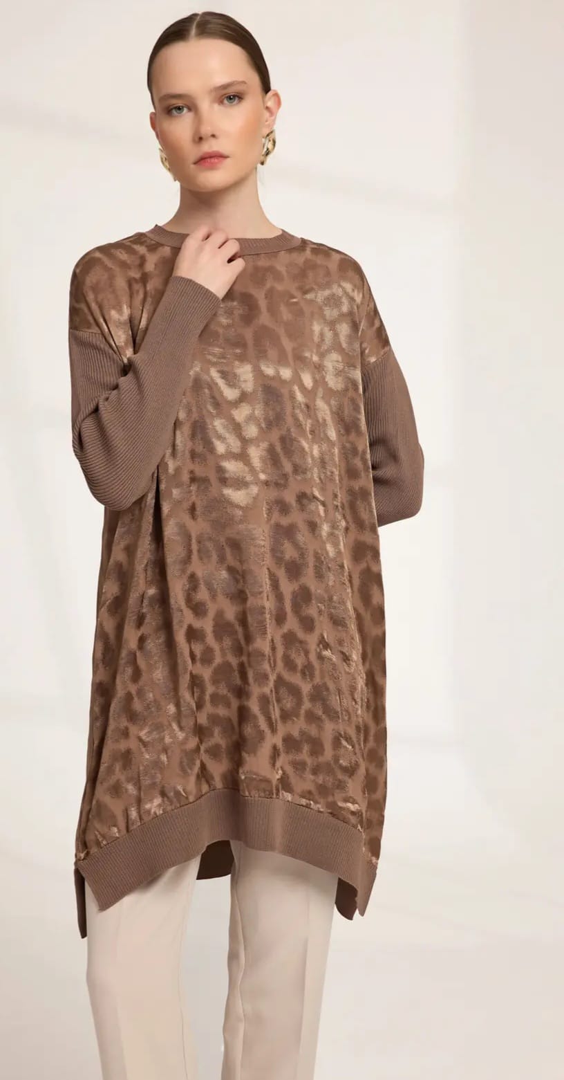Jakarlı Tunik - latte