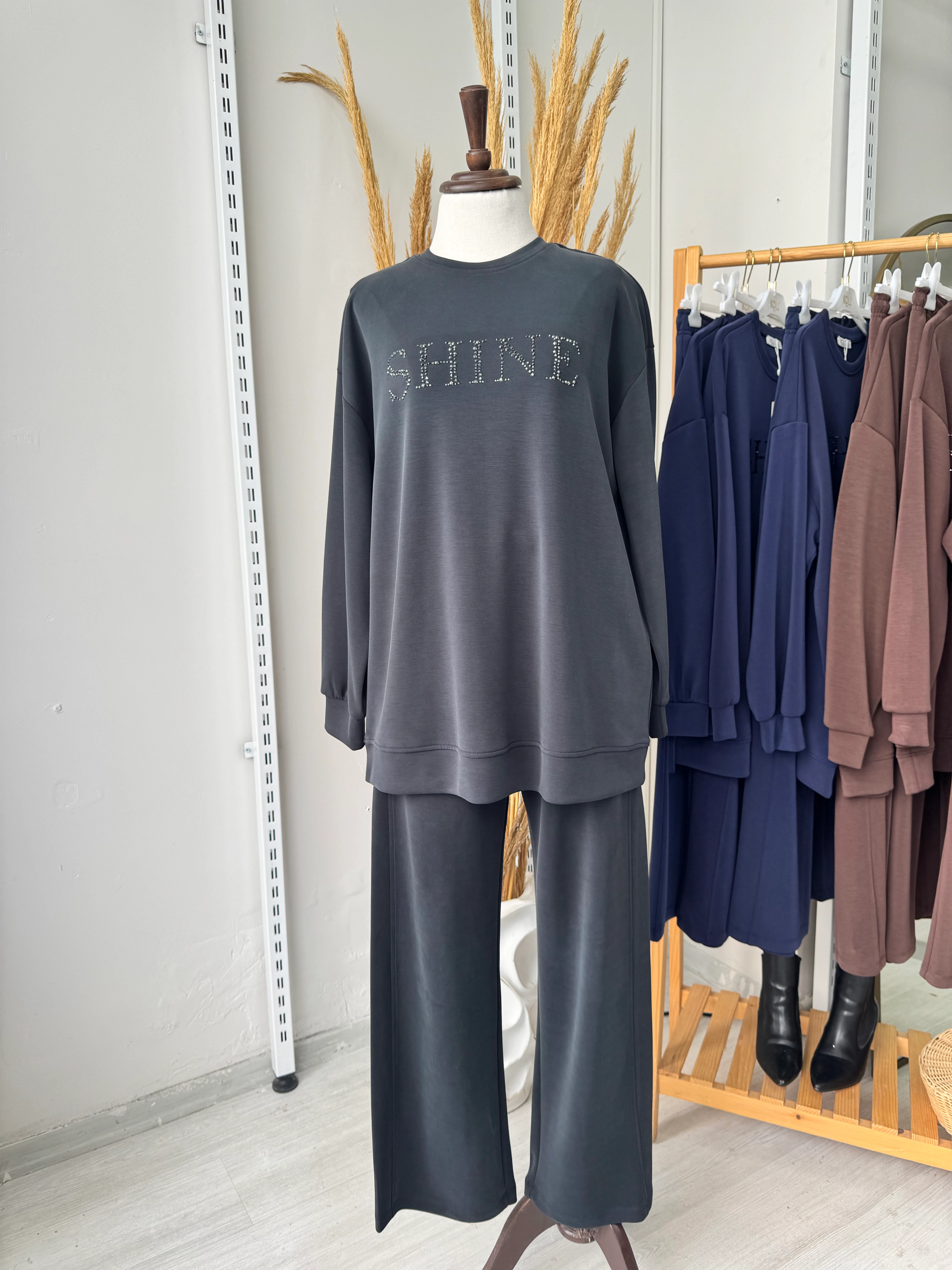 oysho shine takım - Siyah