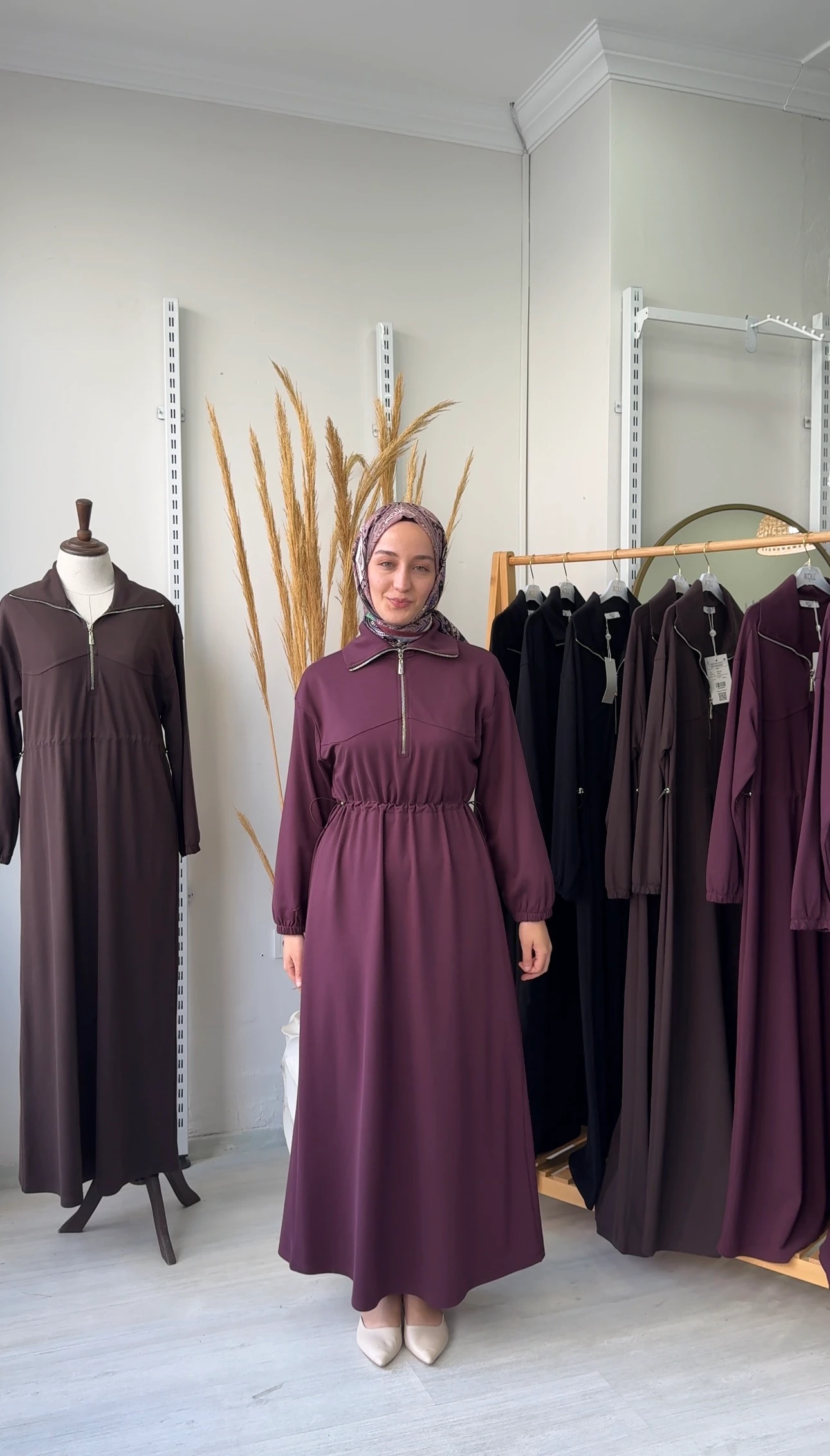 Modal Elbise - bordo