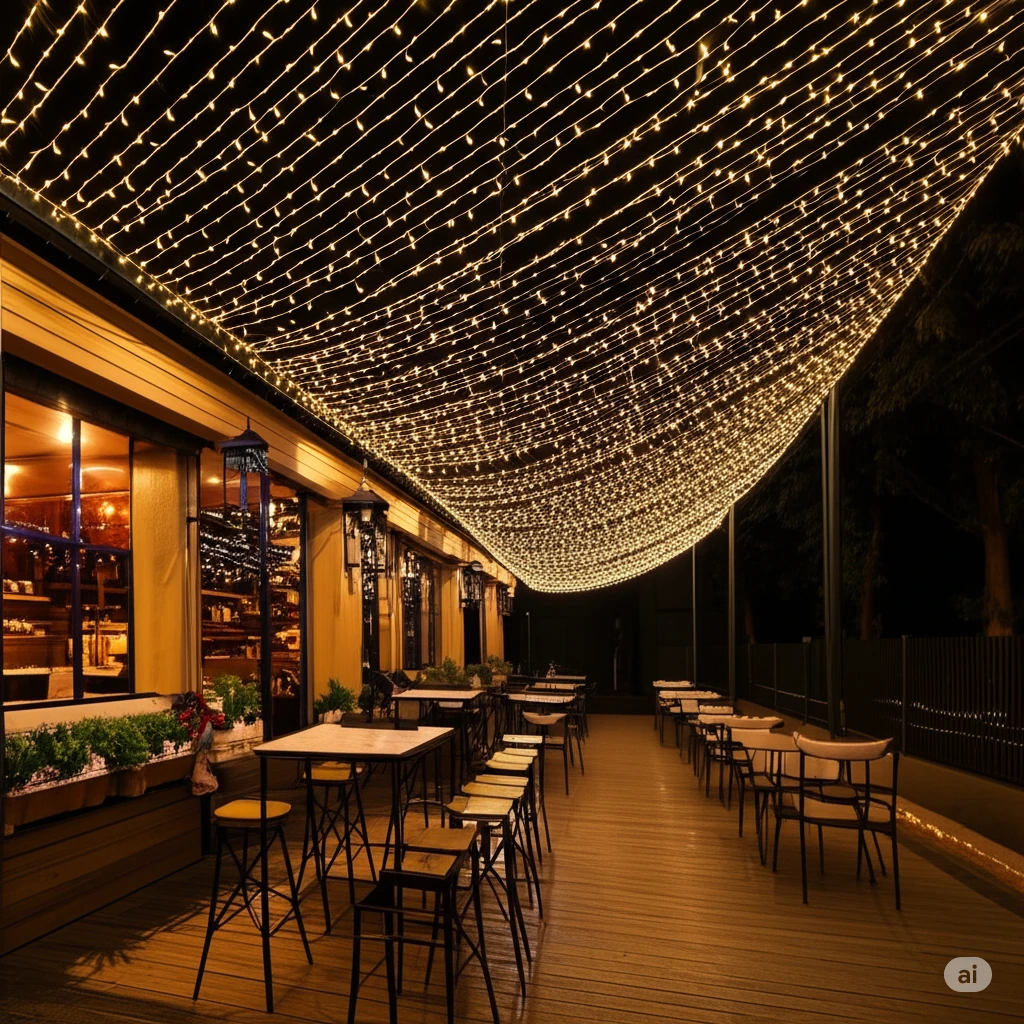 2*2METRE PERDE  LED İÇ MEKAN İP44 YILBAŞI SÜSLEMELESİ 400 LEDLİ BEYAZ KABLO