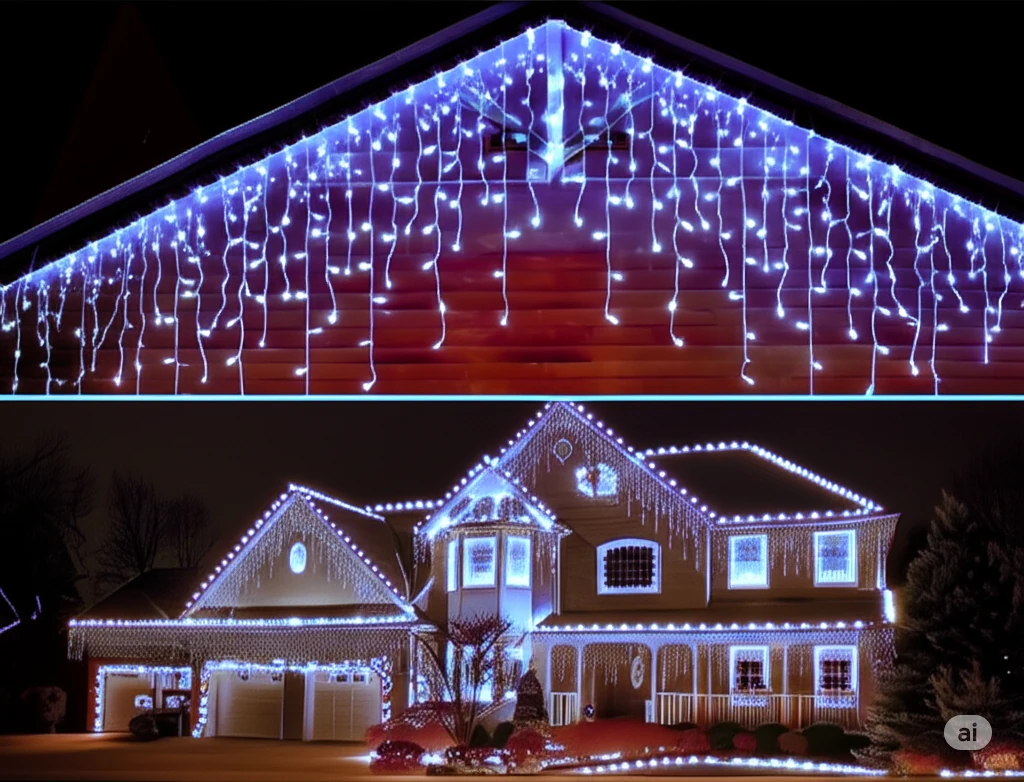 2*1 METRE SAÇAK LED İÇ MEKAN İP44 YILBAŞI SÜSLEMELESİ 192 LEDLİ ŞEFFAF KABLO