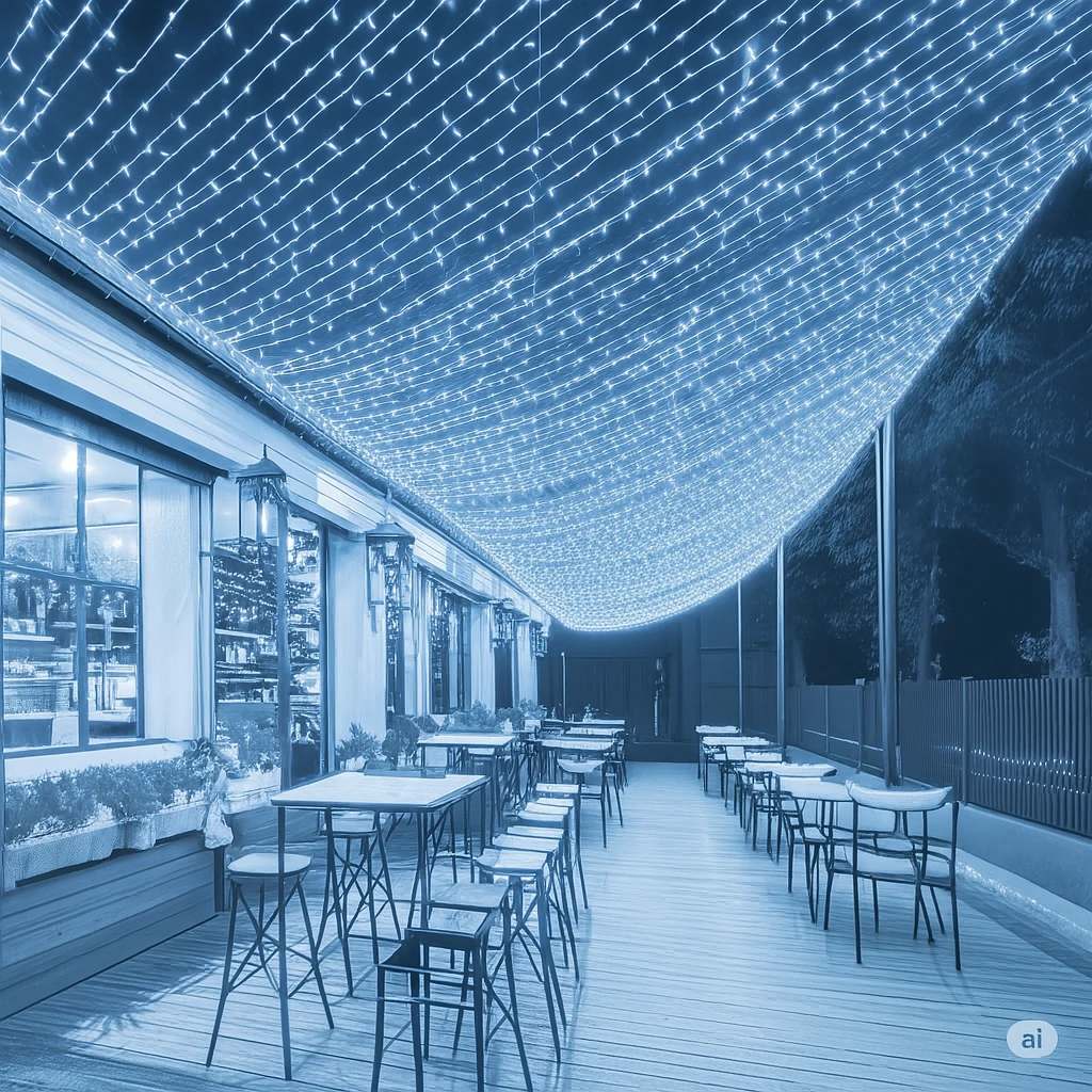 2*2METRE PERDE  LED DIŞ MEKAN İP65 YILBAŞI SÜSLEMELESİ 400 LEDLİ BEYAZ KABLO