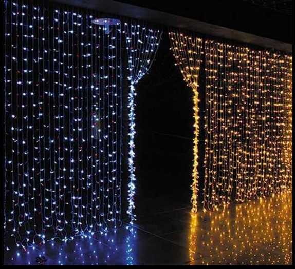 2*2METRE PERDE  LED İÇ MEKAN İP44 YILBAŞI SÜSLEMELESİ 400 LEDLİ BEYAZ KABLO