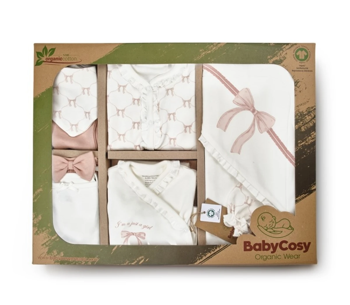 BABYCOSY ORGANIC KIZ 0-3 AY BOW 10LU SET