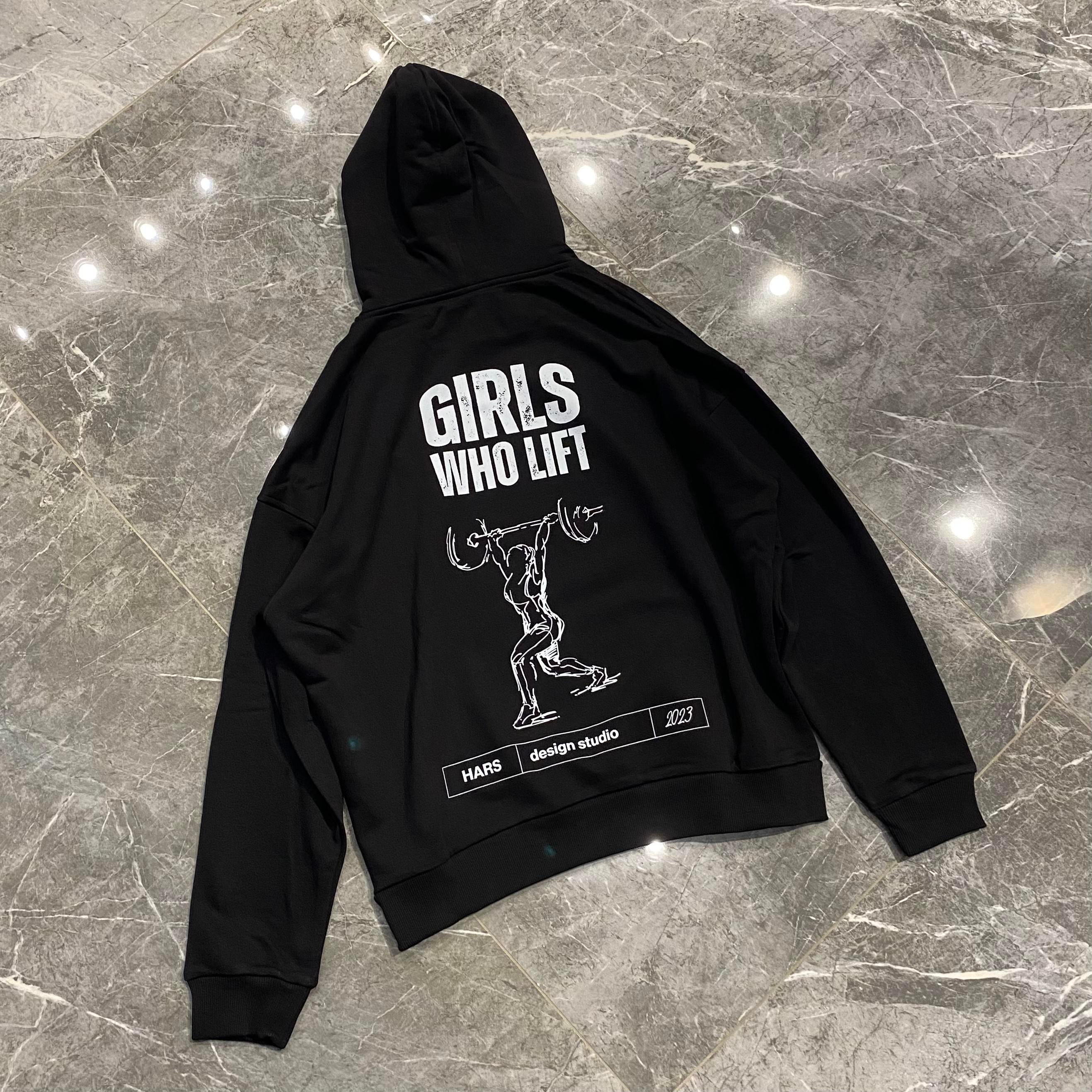 SİYAH "GIRLS WHO LIFT" HOODIE 