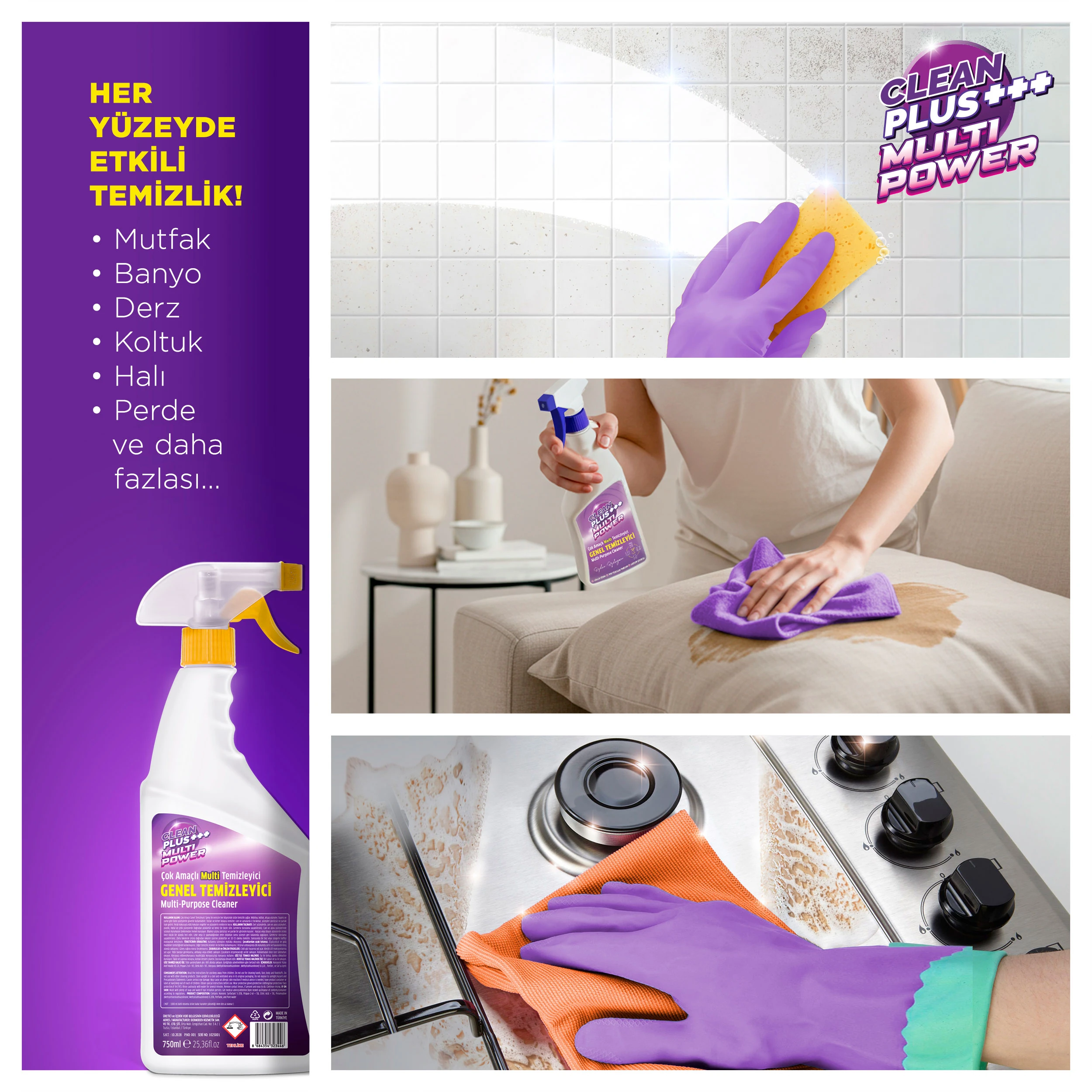 Clean Plus+ Multı Power Çok Amaçlı Multi Temizleyici Genel Temizleyici 750 ml