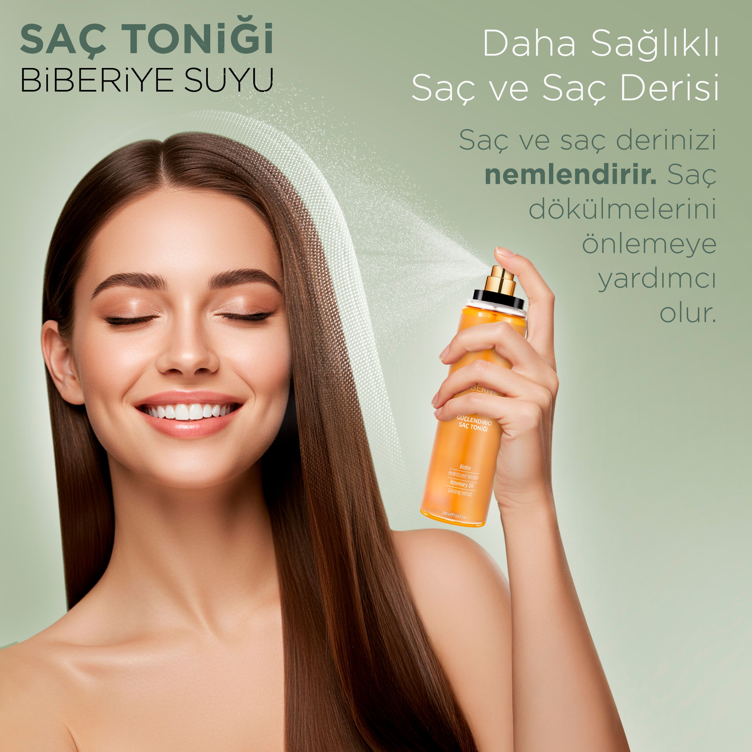 Biberiye Suyu Güçlendirici ve Dökülme Karşıtı Saç Toniği 200 ml