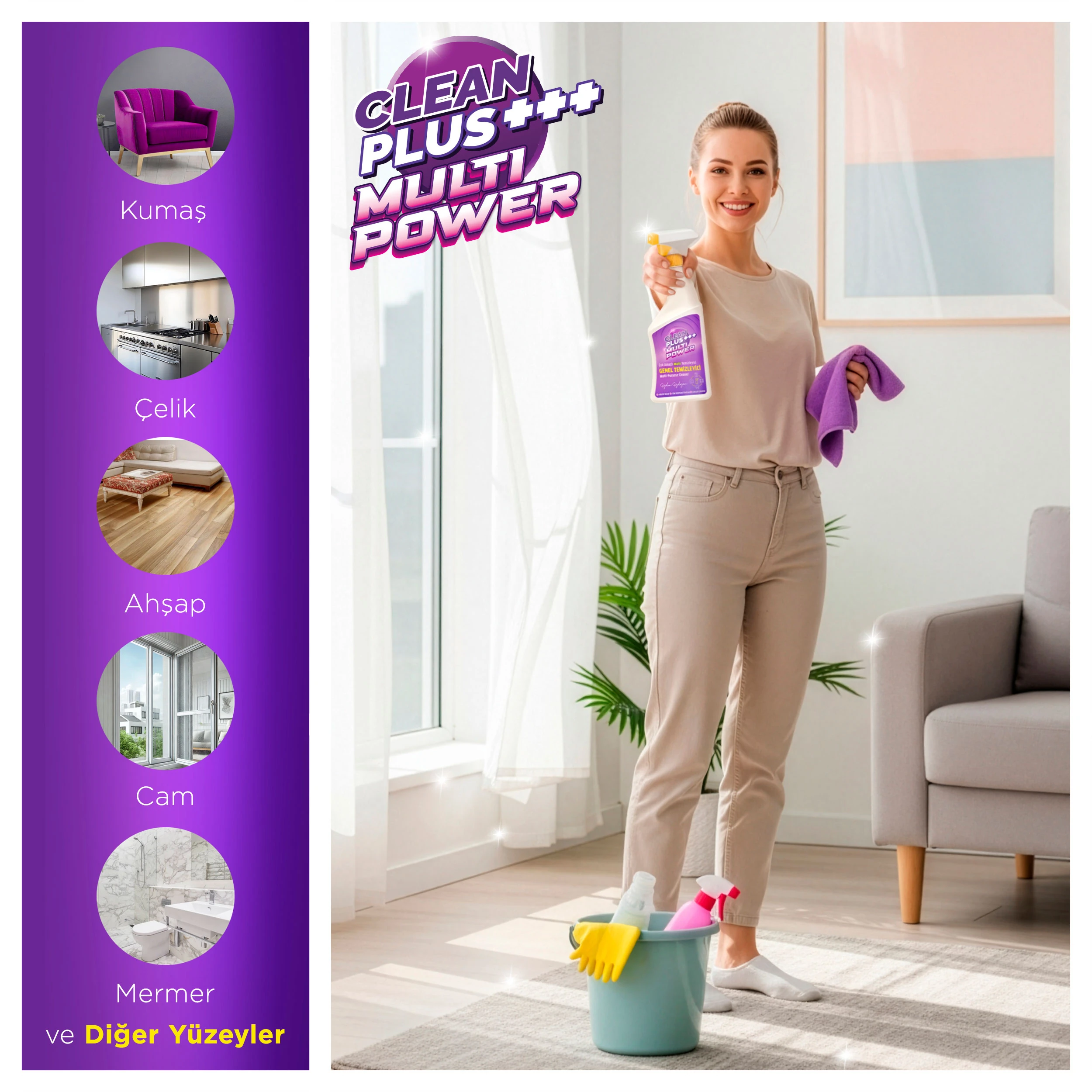 Clean Plus+ Multı Power Çok Amaçlı Multi Temizleyici Genel Temizleyici 750 ml