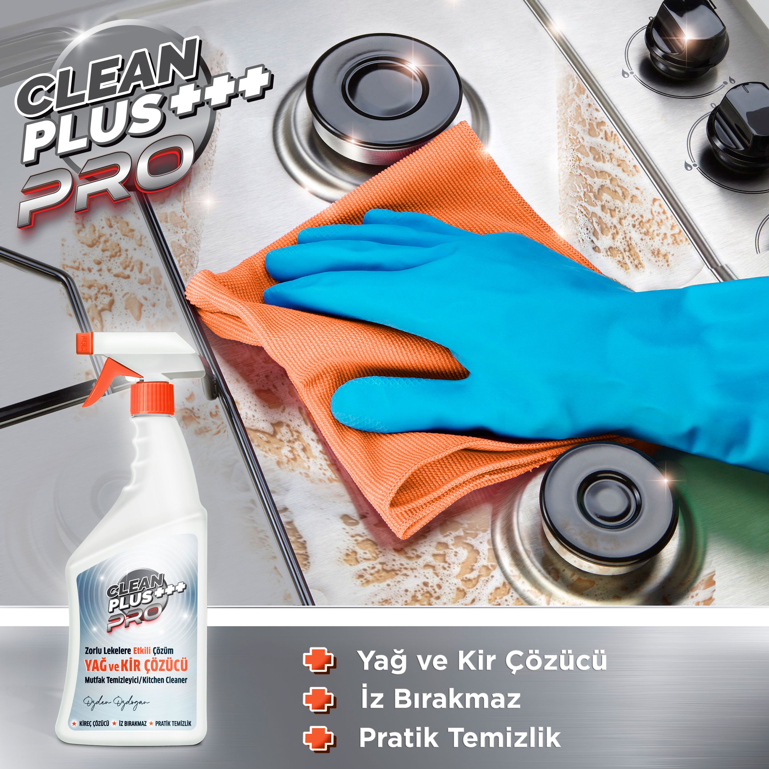 Clean Plus+ Pro Yağ ve Kir Çözücü Ultra Güçlü Mutfak Temizleyici 750 ml