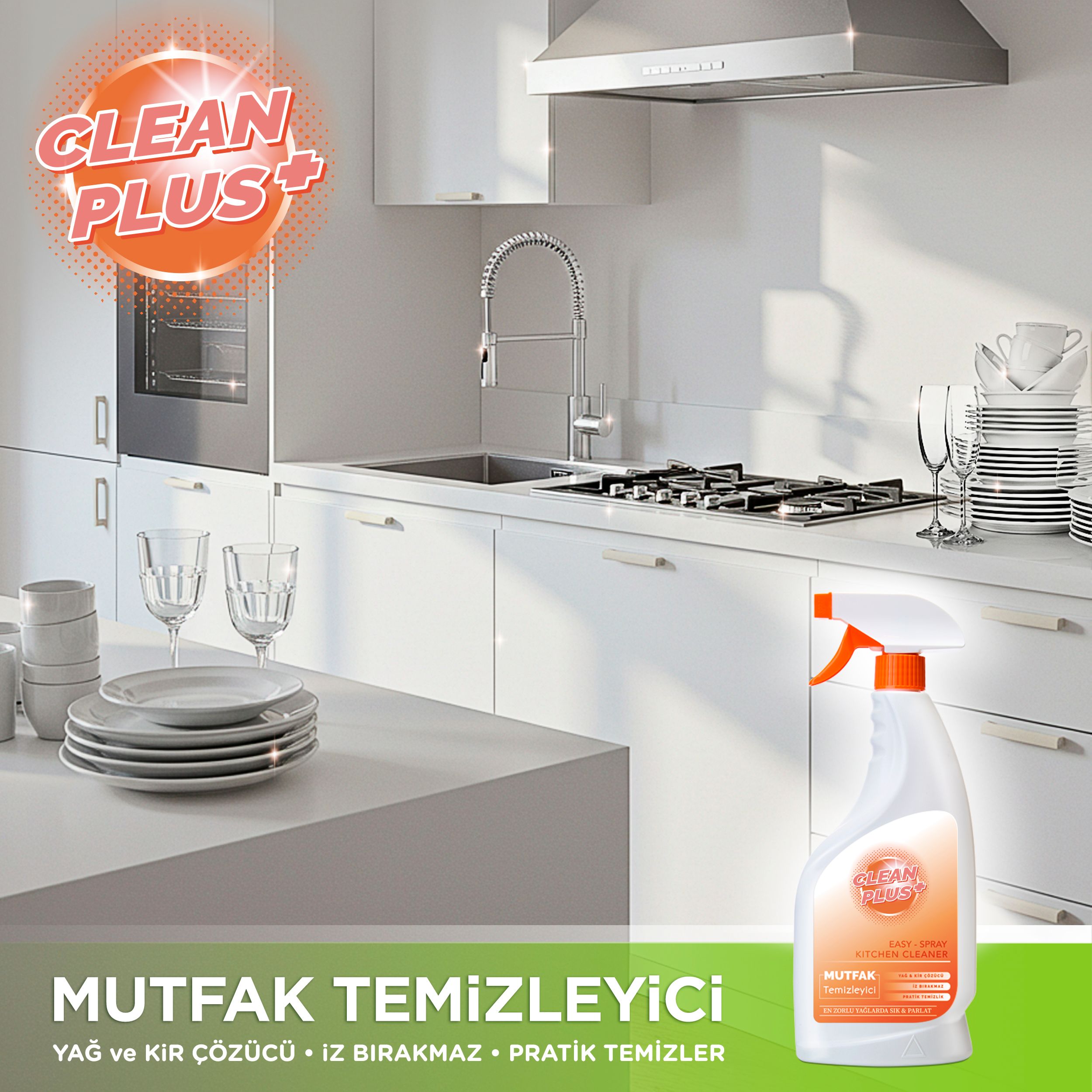 Clean Plus+ Yağ ve Kir Çözücü Ultra Güçlü Mutfak Temizleyici 750 ml