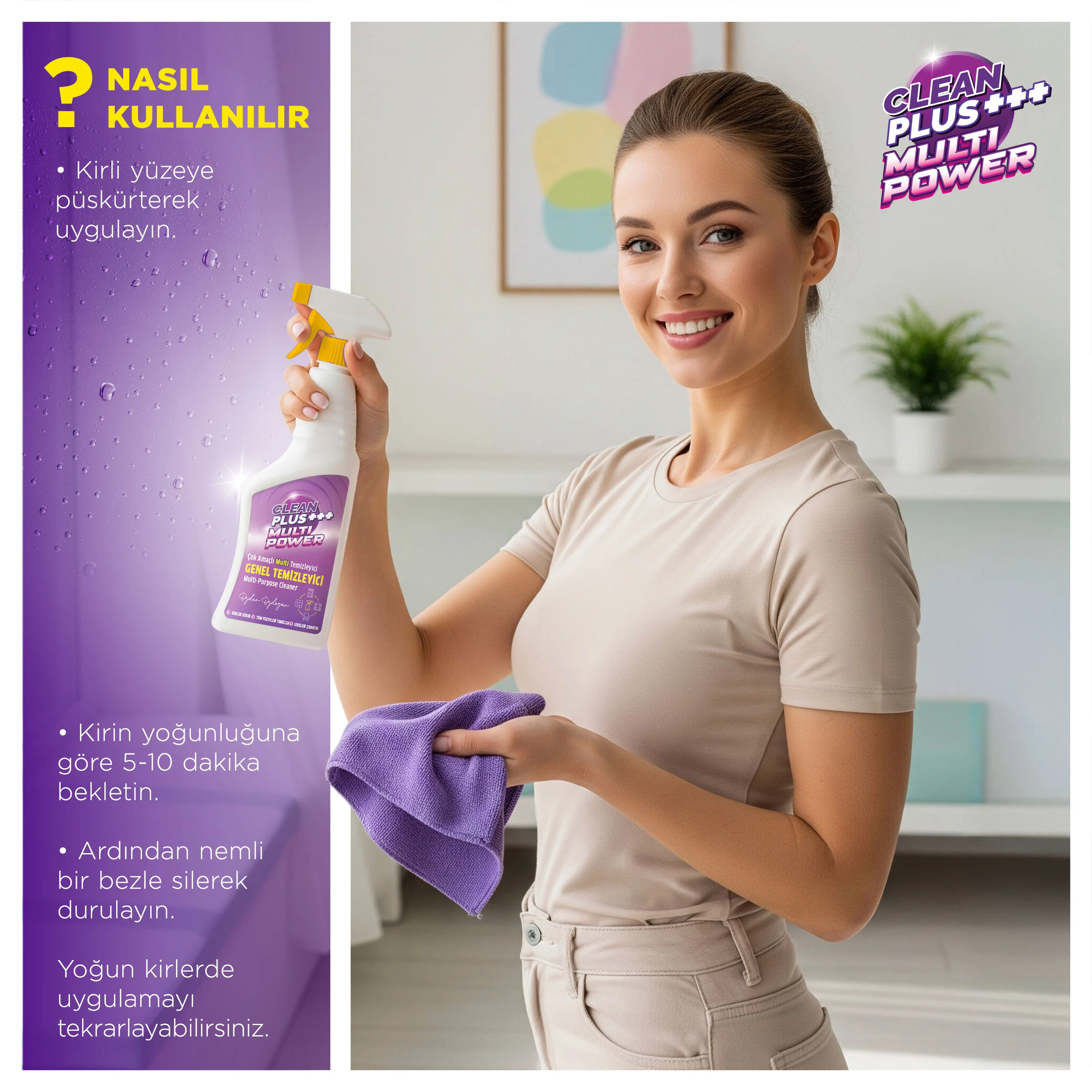 Clean Plus+ Multı Power Çok Amaçlı Multi Temizleyici Genel Temizleyici 750 ml