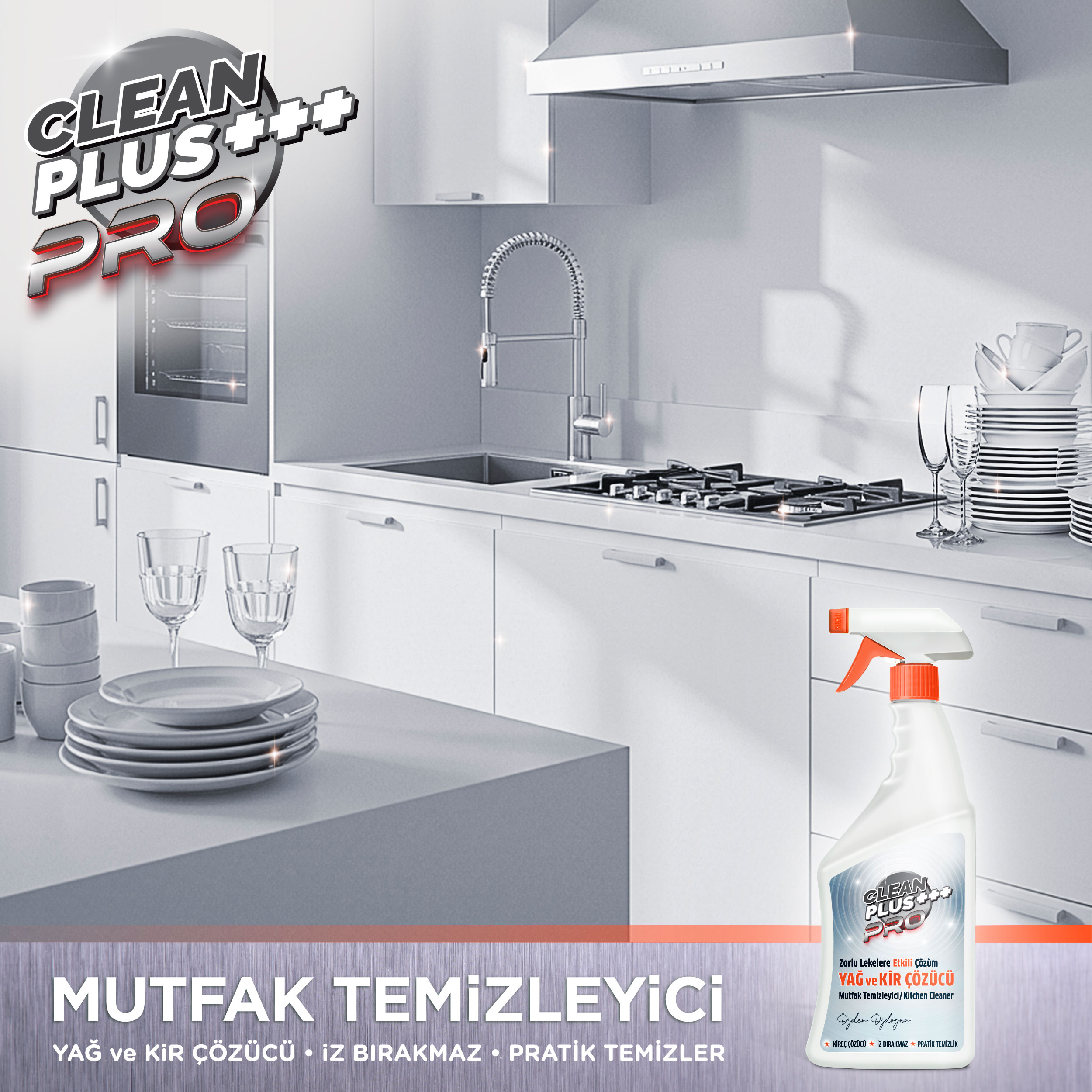 Clean Plus+ Pro Yağ ve Kir Çözücü Ultra Güçlü Mutfak Temizleyici 750 ml