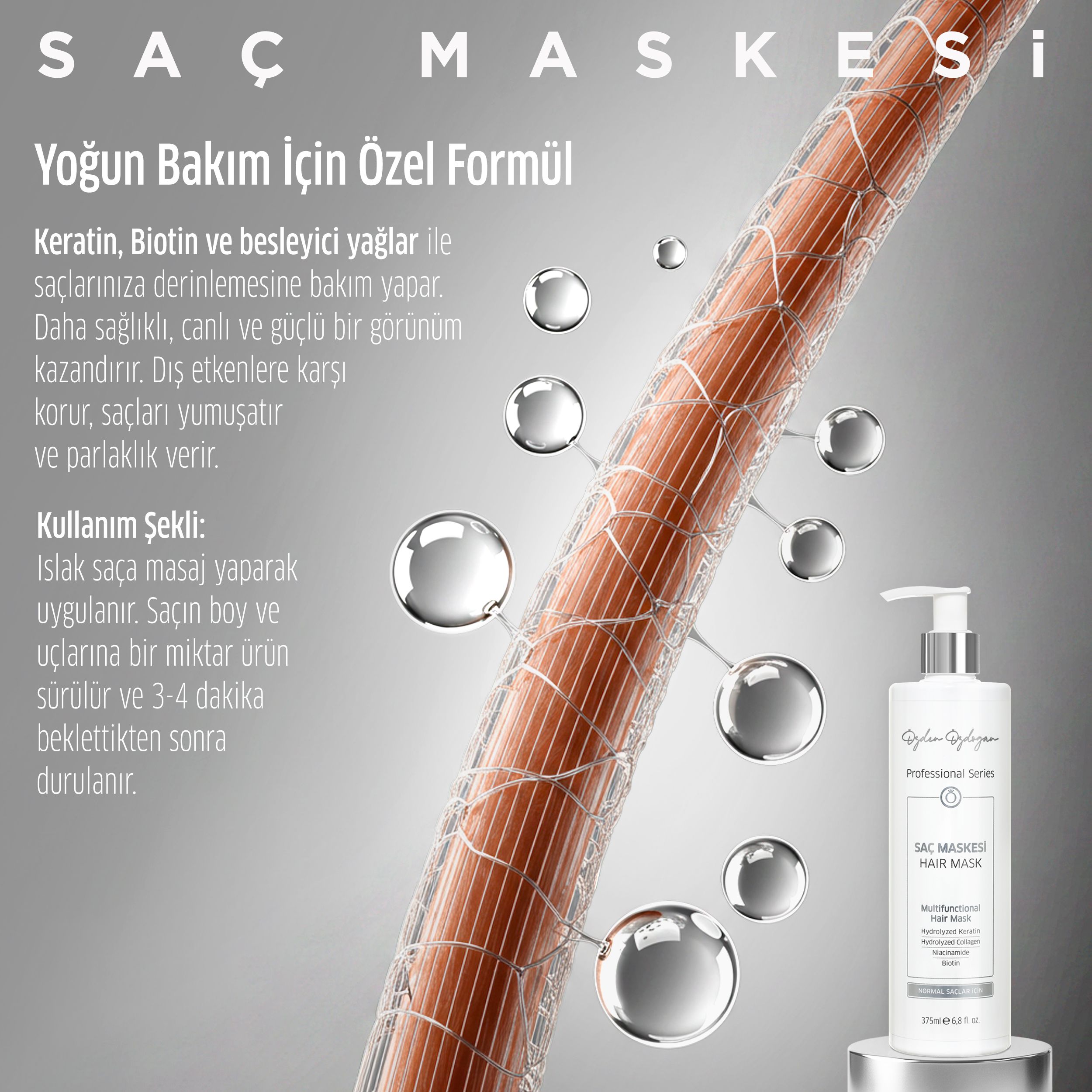 Normal Saçlar İçin Keratin Ve Biotin İçerikle Besleyici Saç Maskesi