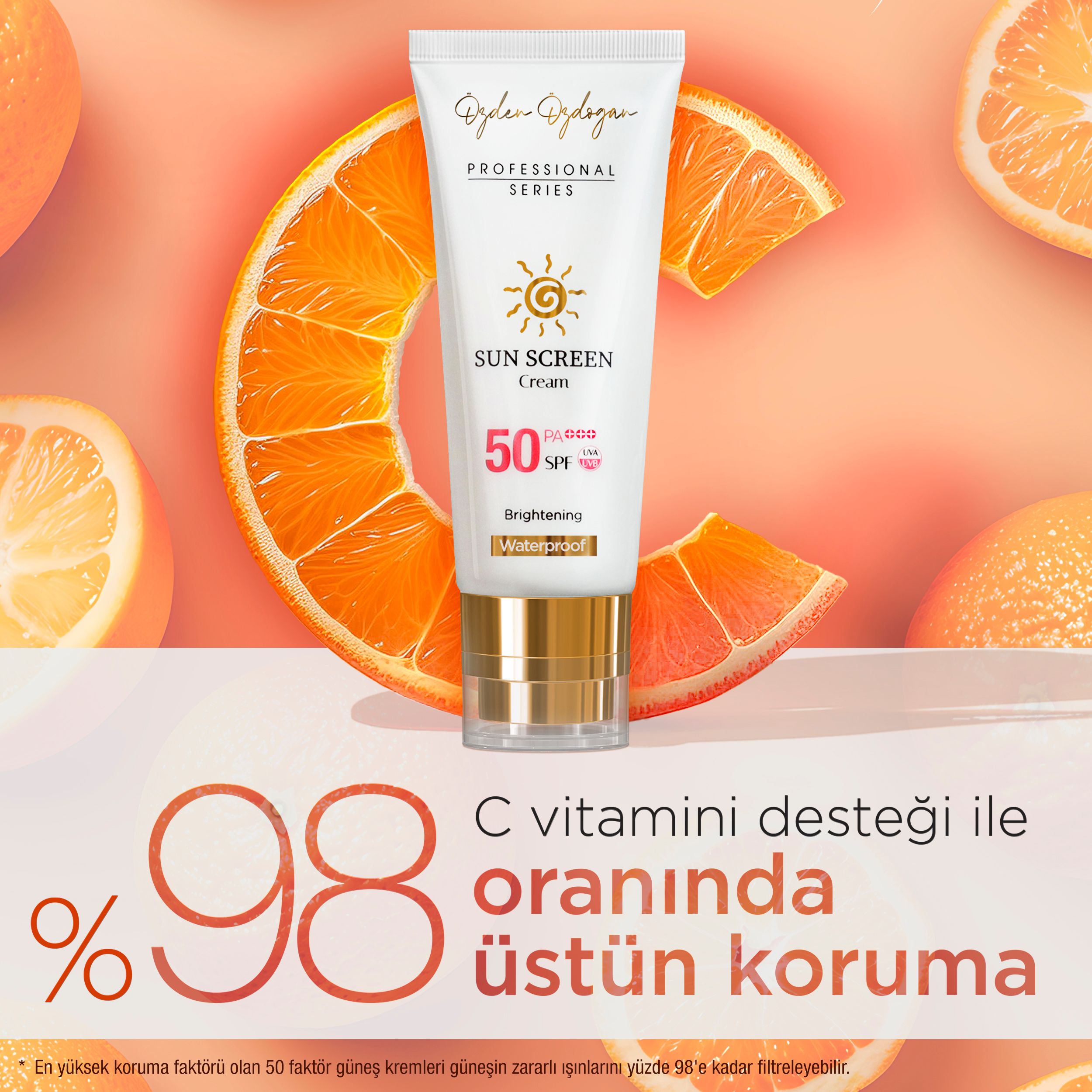 Yüksek Korumalı Leke Karşıtı, Aydınlatıcı, Waterproof Spf 50+ Yüz Güneş Kremi 50ml
