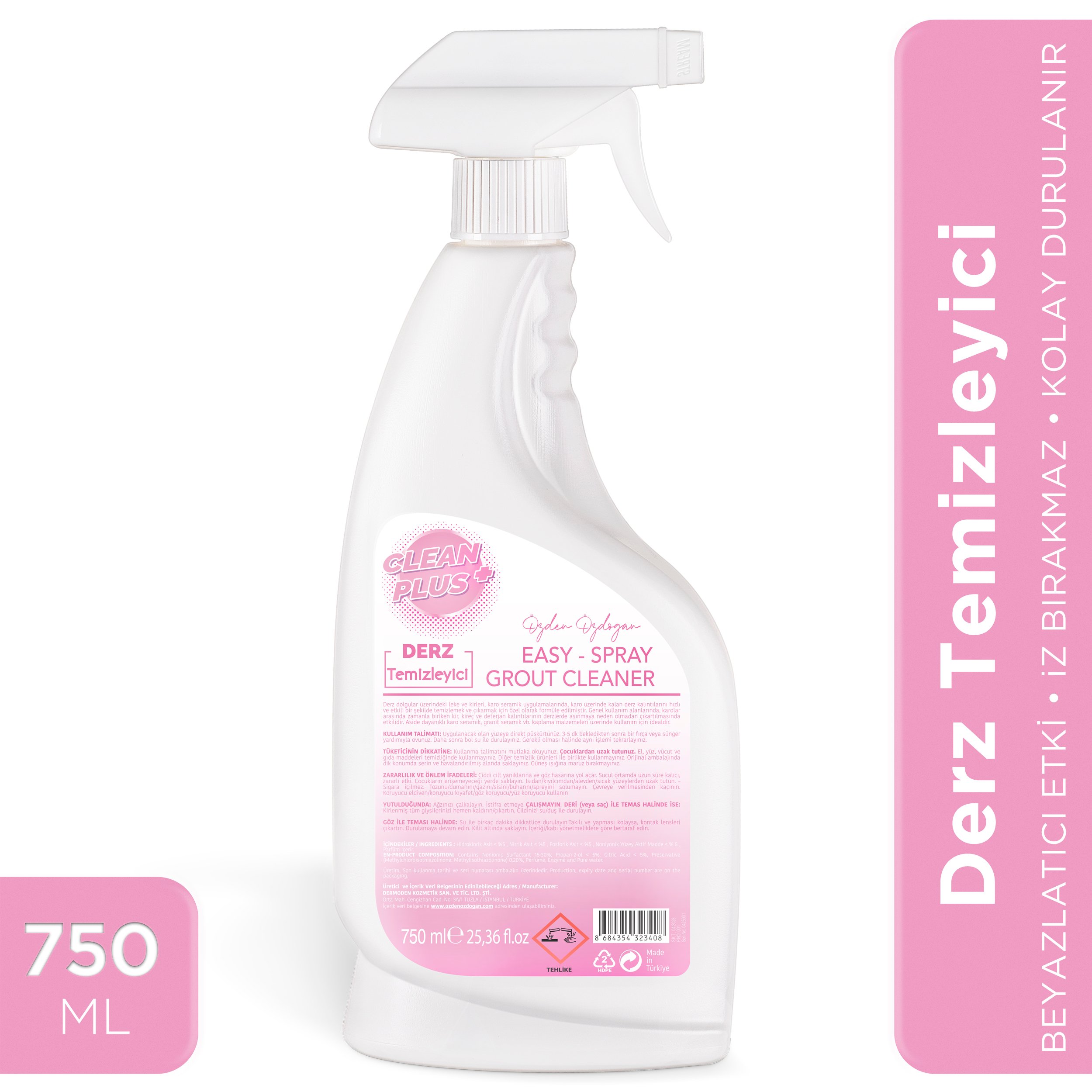 Clean Plus+ Beyazlatıcı Etkili Ultra Güçlü Derz Temizleyici 750 ml