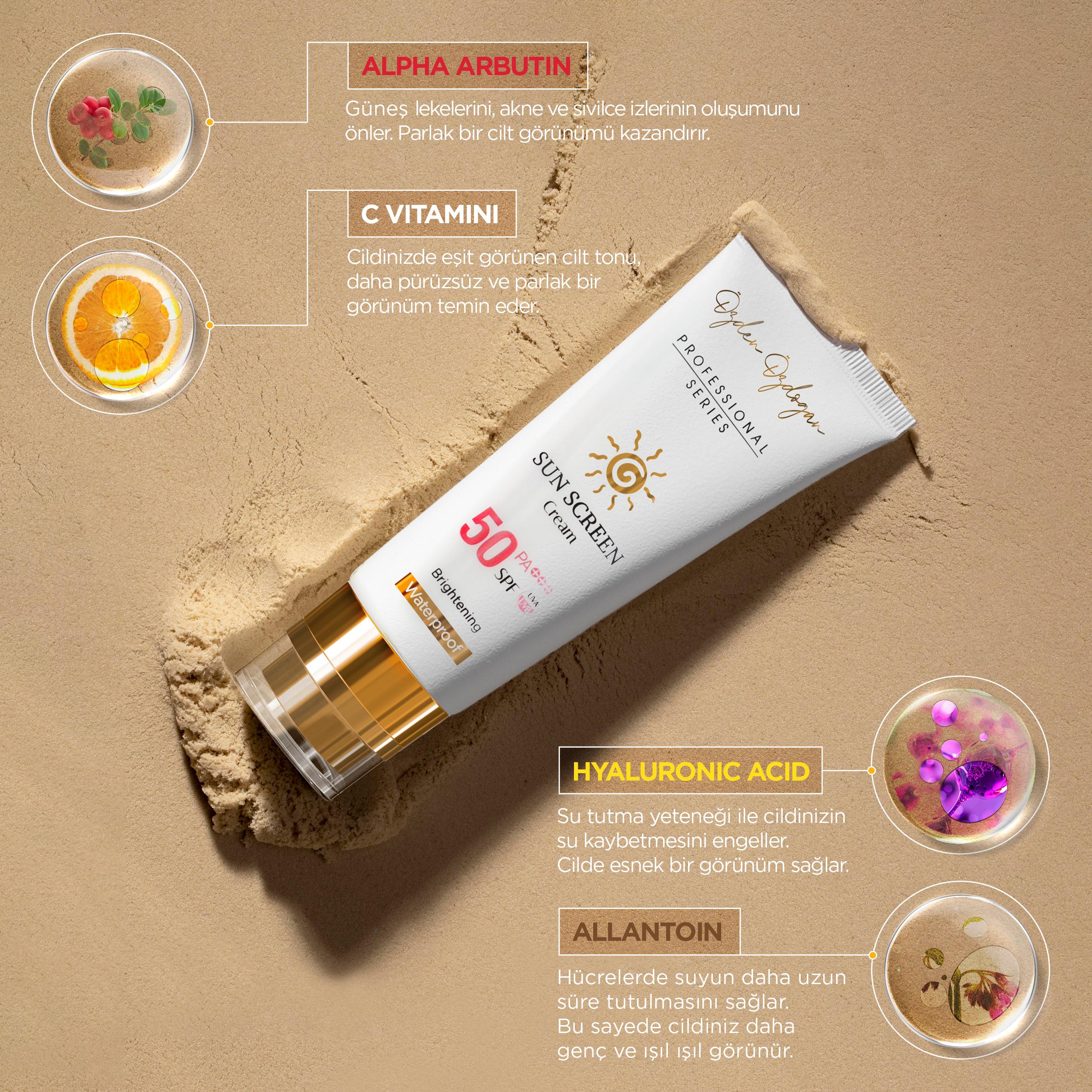 Yüksek Korumalı Leke Karşıtı, Aydınlatıcı, Waterproof Spf 50+ Yüz Güneş Kremi 50ml