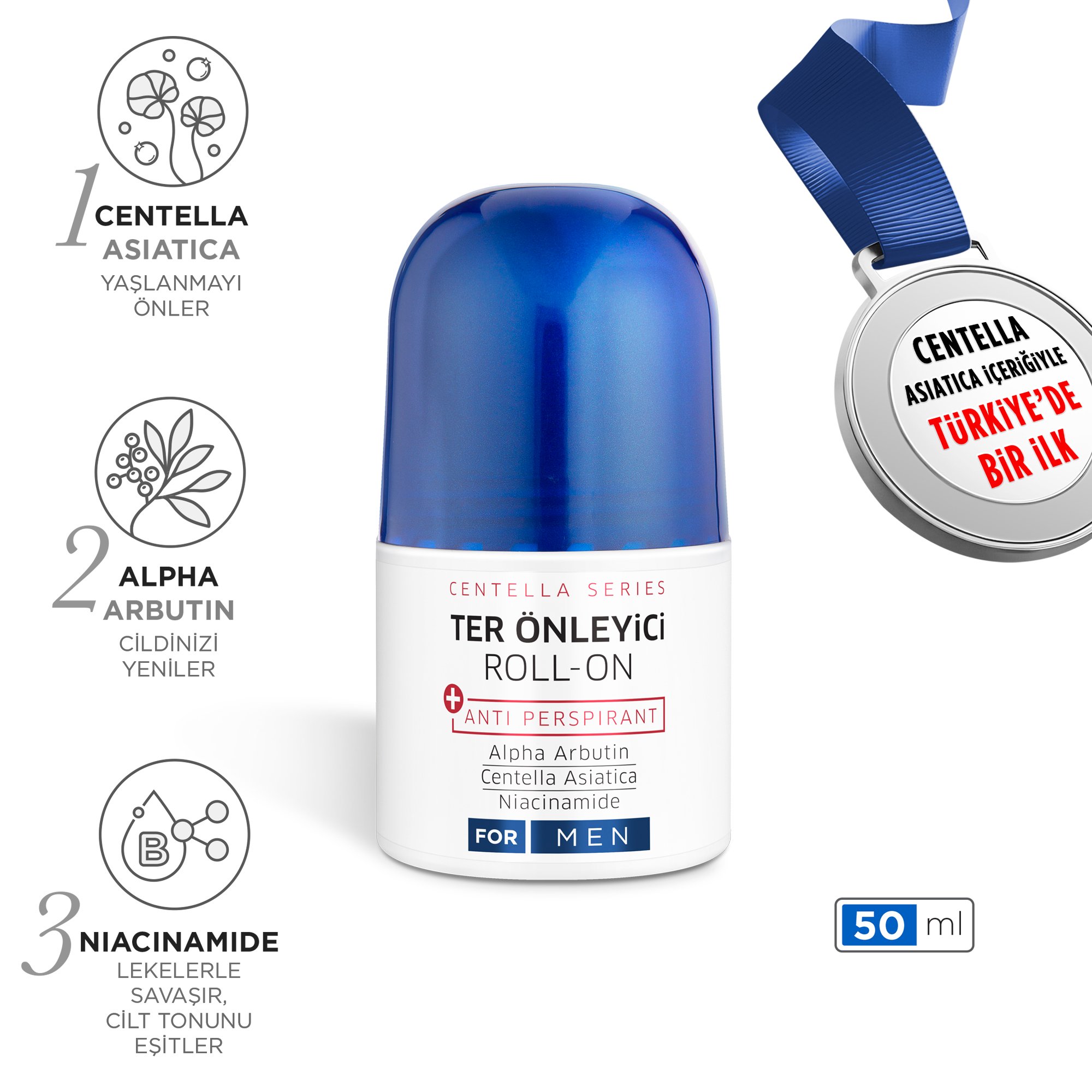 Erkek Ter Önleyici Beyazlatıcı Etkili Roll-On Antiperspirant 50ml