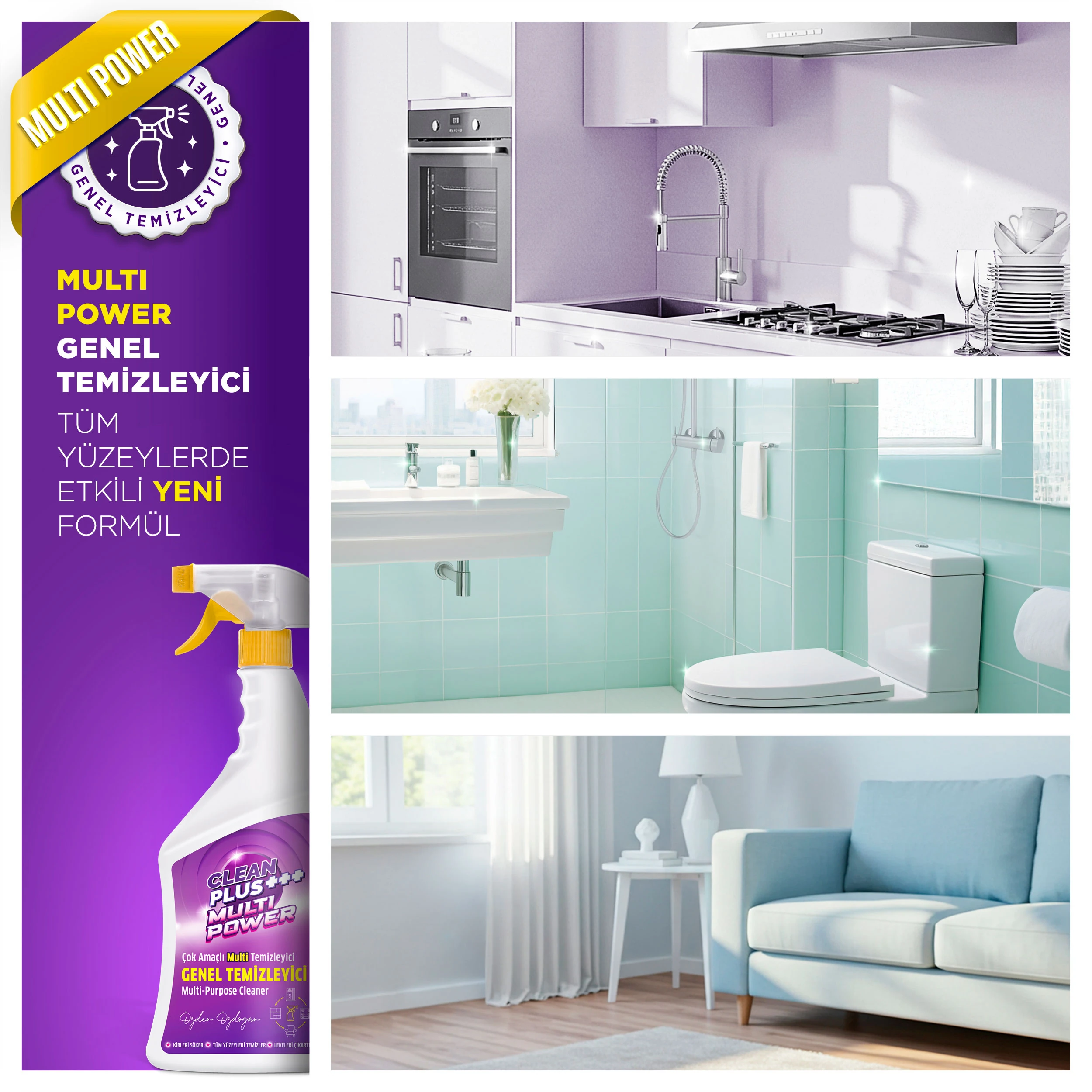 Clean Plus+ Multı Power Çok Amaçlı Multi Temizleyici Genel Temizleyici 750 ml