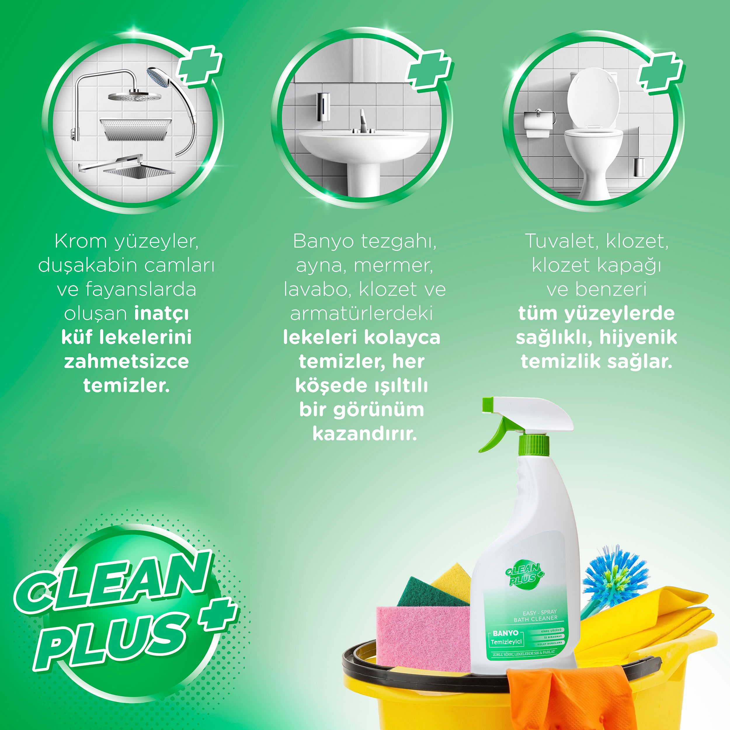 Clean Plus+ Kireç Çözücü Ultra Güçlü Banyo Temizleyici 750 ml