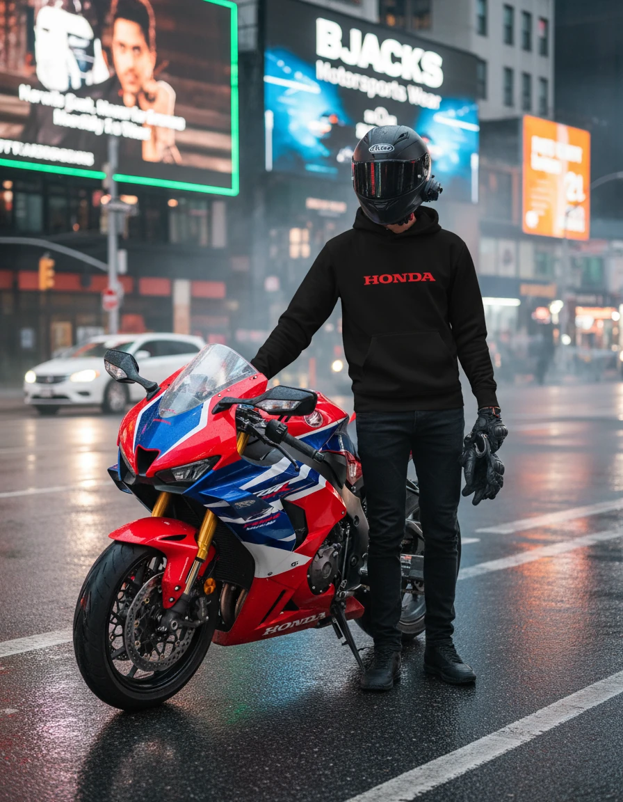 Honda Tutkunlarına Özel Motorcu Hoodie – Hızın Efsanesini Üstüne Giy