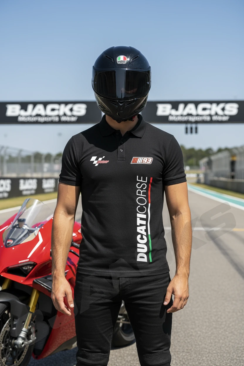 THE DUCATI MARQUEZ — KING OF CORNERS Clima Cool Polo Yakal Özel Premium Tişört