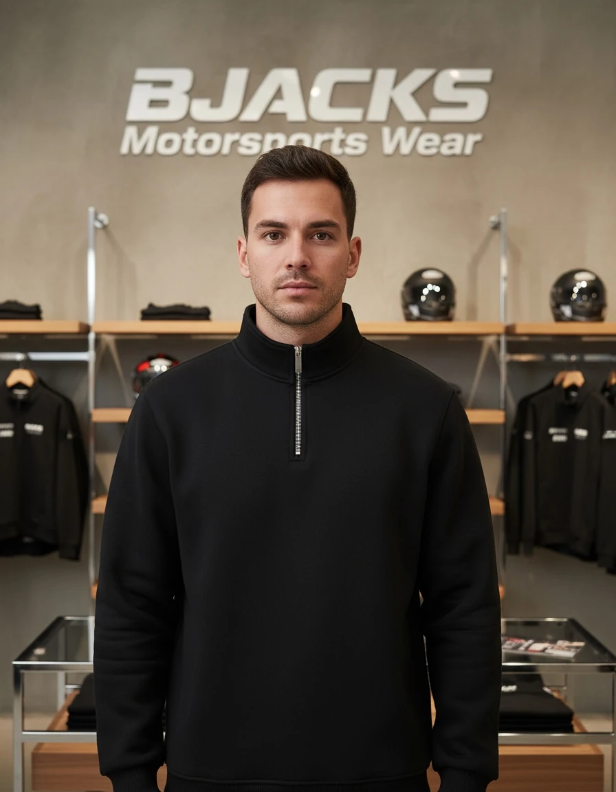 Premium Dik Yaka Fermuarlı Sweatshirt – Soğuk Geçirmez, Tüylenme Yapmaz, Rahat Kesim - Siyah